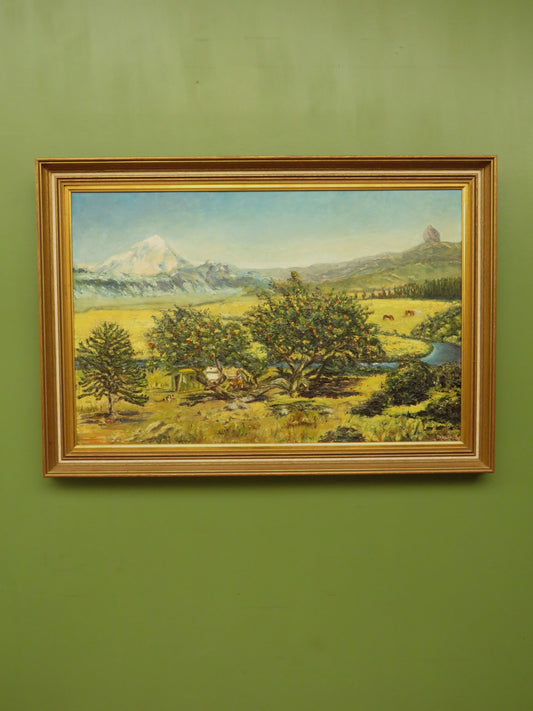 Vintage Framed Oil On Board, Argentina, Provincia del Neuquen, 1989