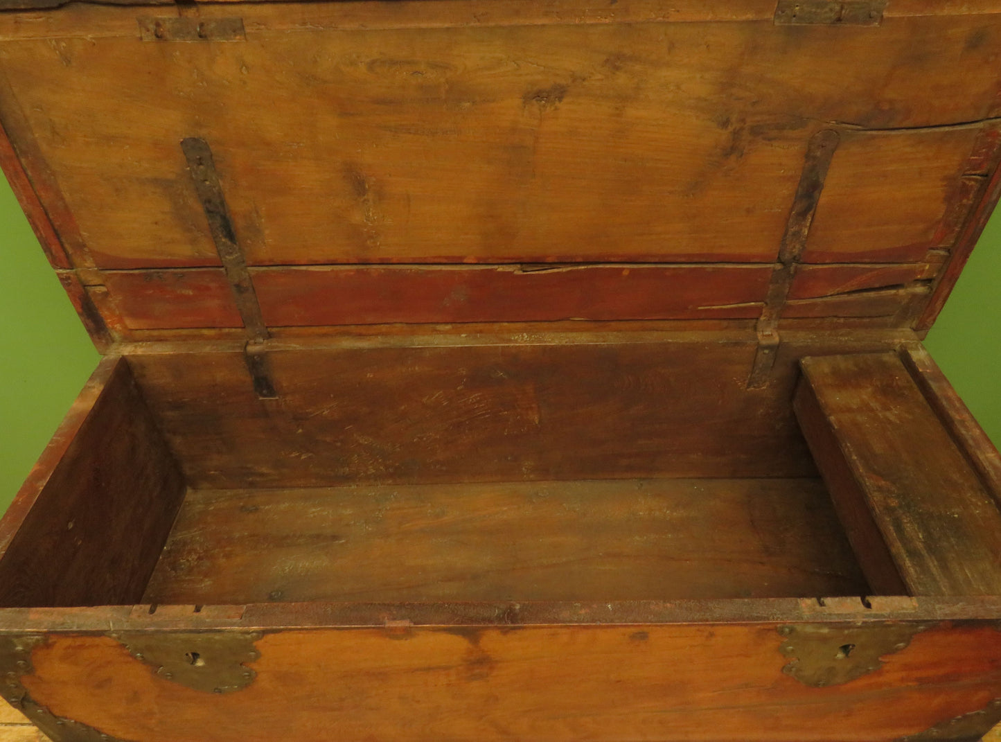 Large Antique Indonesian Marriage Dowry Chest on Wheels