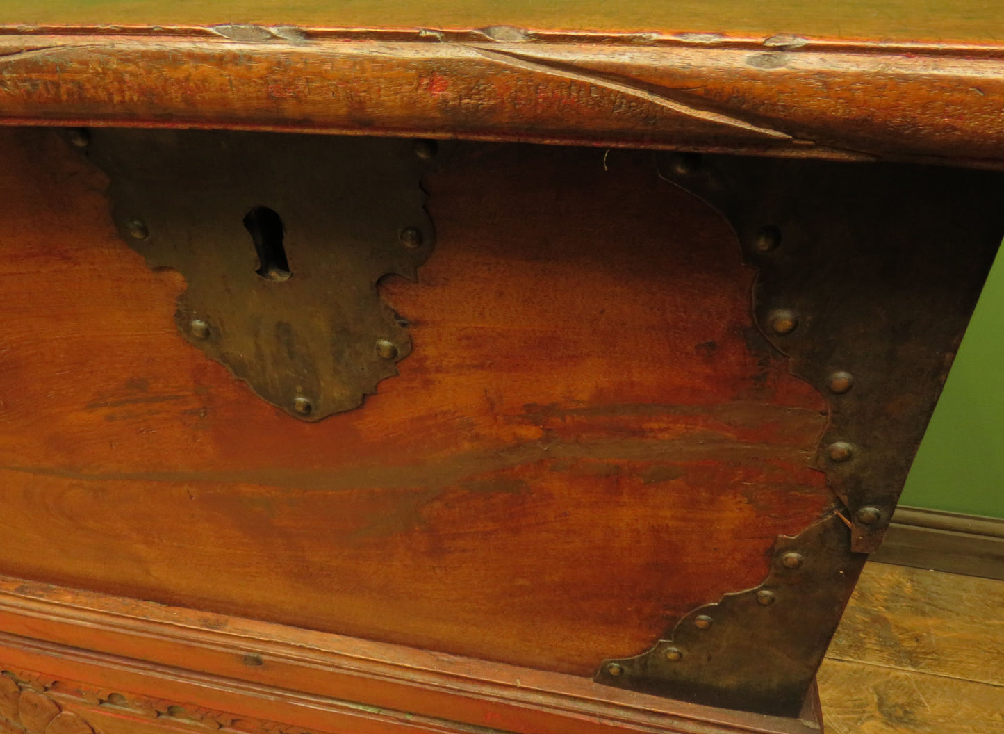 Large Antique Indonesian Marriage Dowry Chest on Wheels