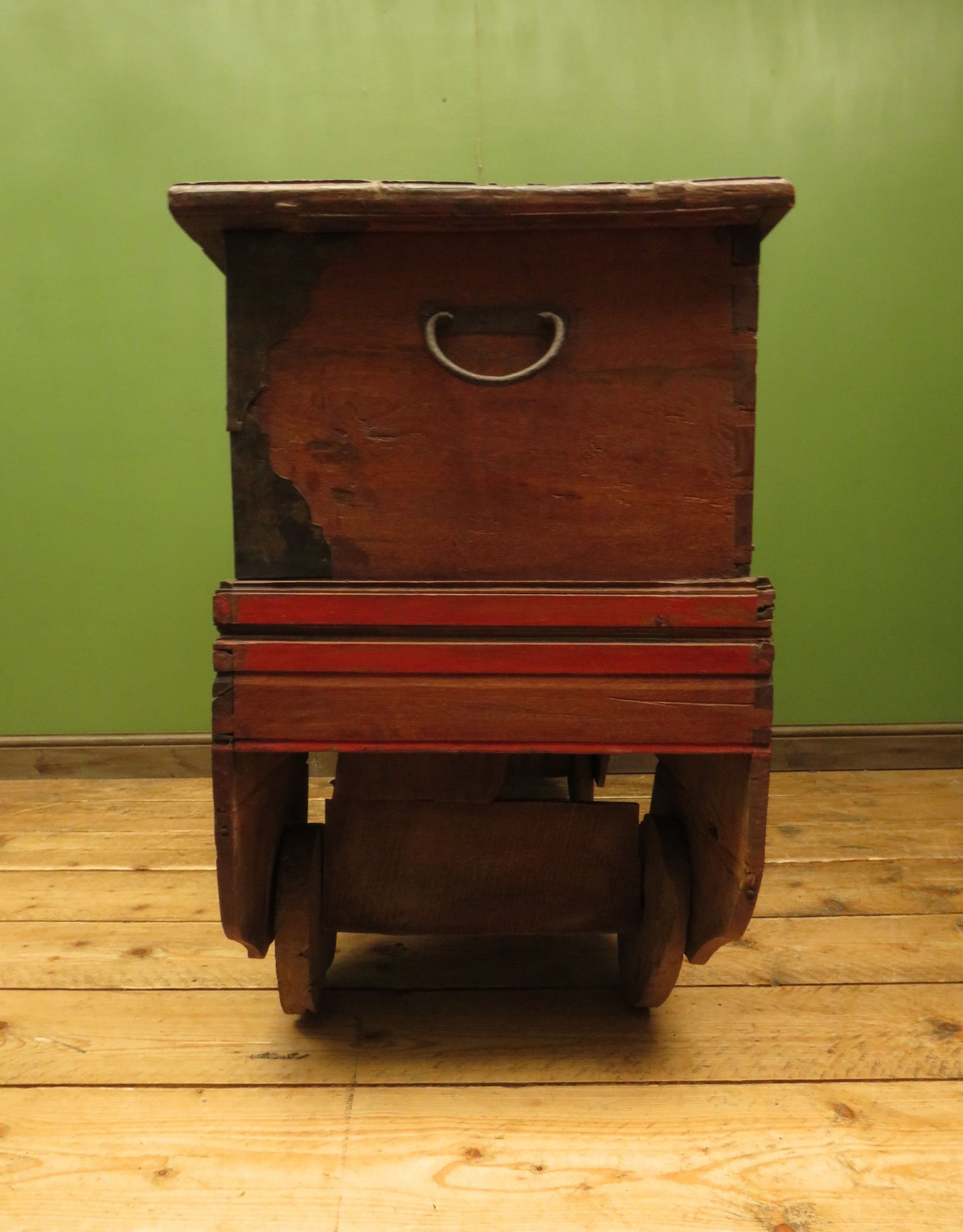 Large Antique Indonesian Marriage Dowry Chest on Wheels