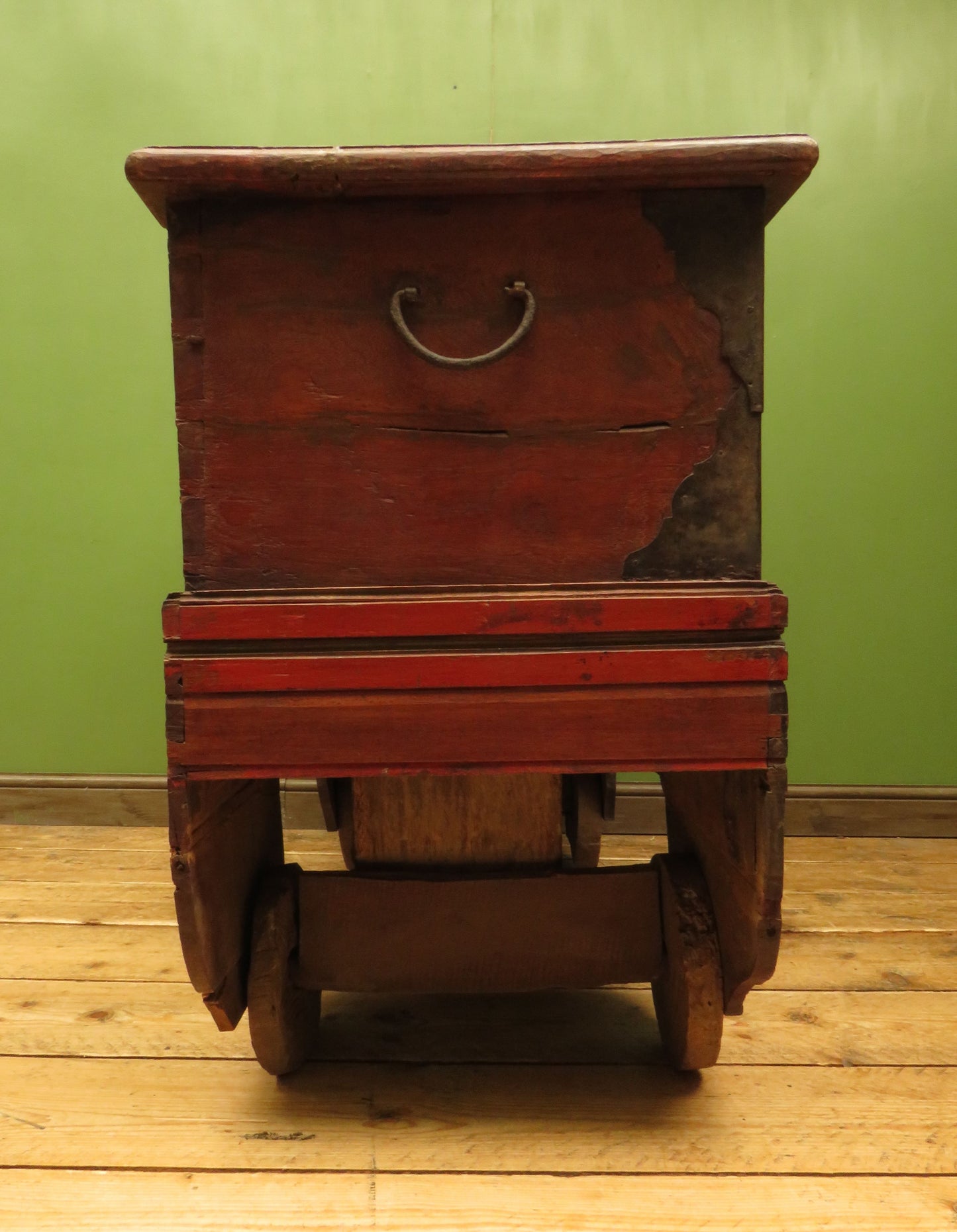 Large Antique Indonesian Marriage Dowry Chest on Wheels