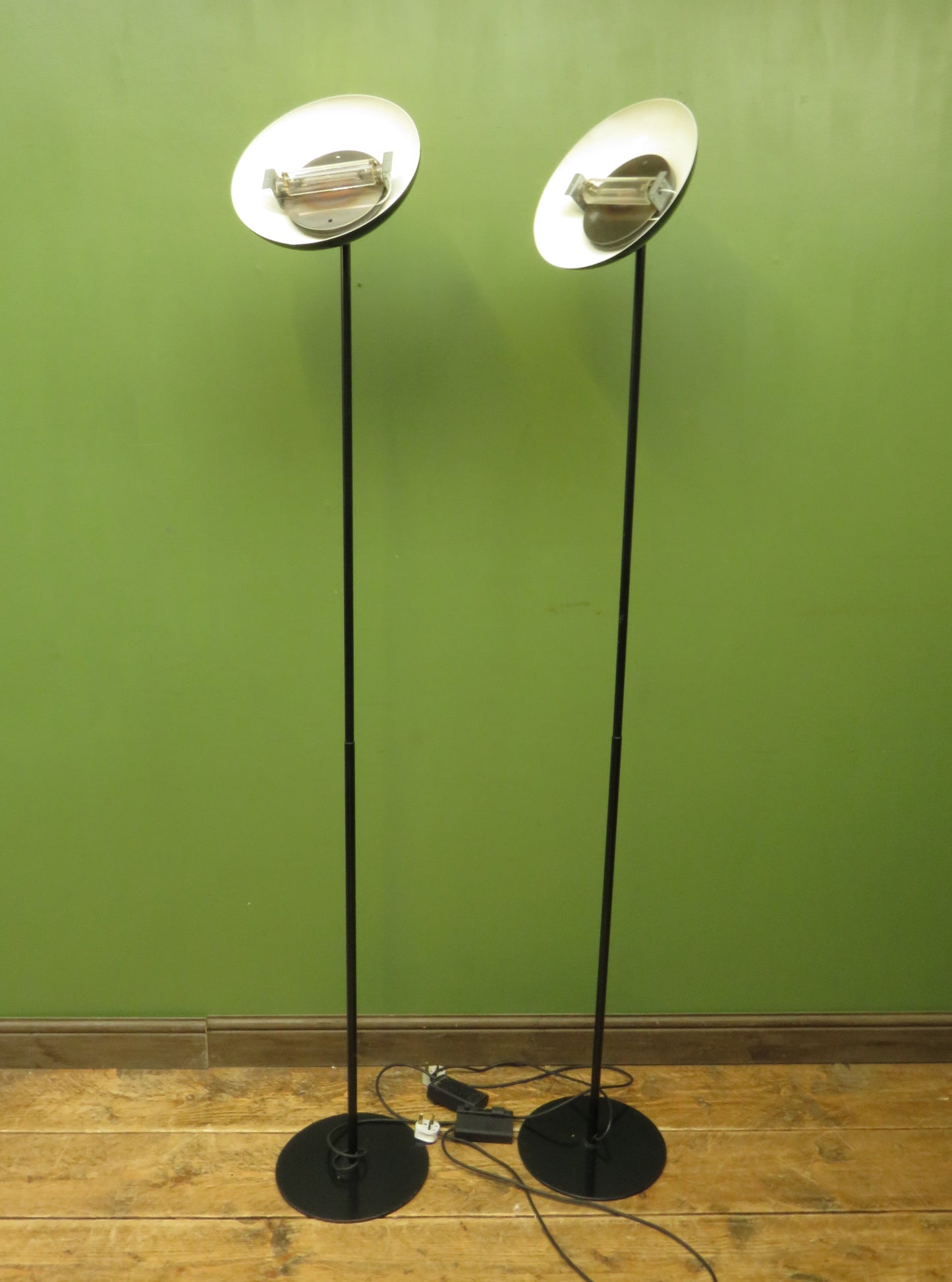 Pair of Vintage 1980s Relux Italian Halogen Uplighter Lamps with dimmable bulbs