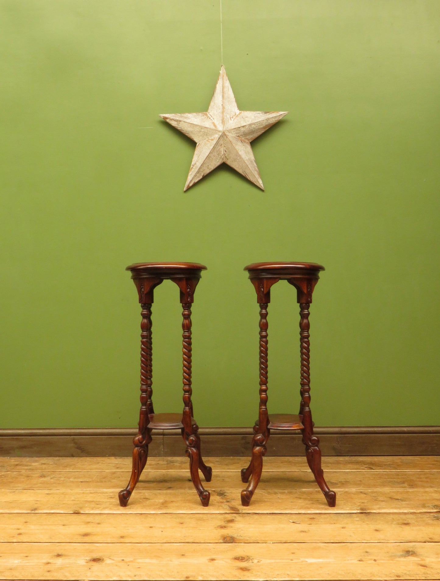 Pair of Jardiniere Plant Stands by Ancient Mariner, set on barley twist supports