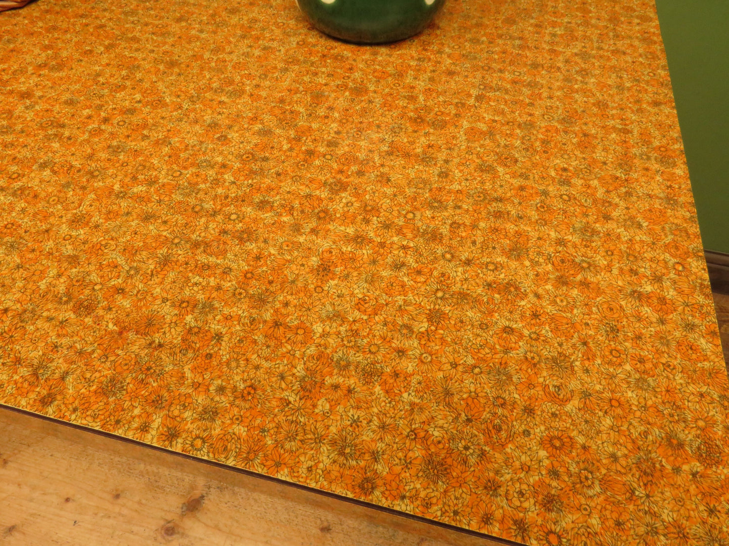 Vintage Retro Orange Formica Kitchen Dining Table Mid Century