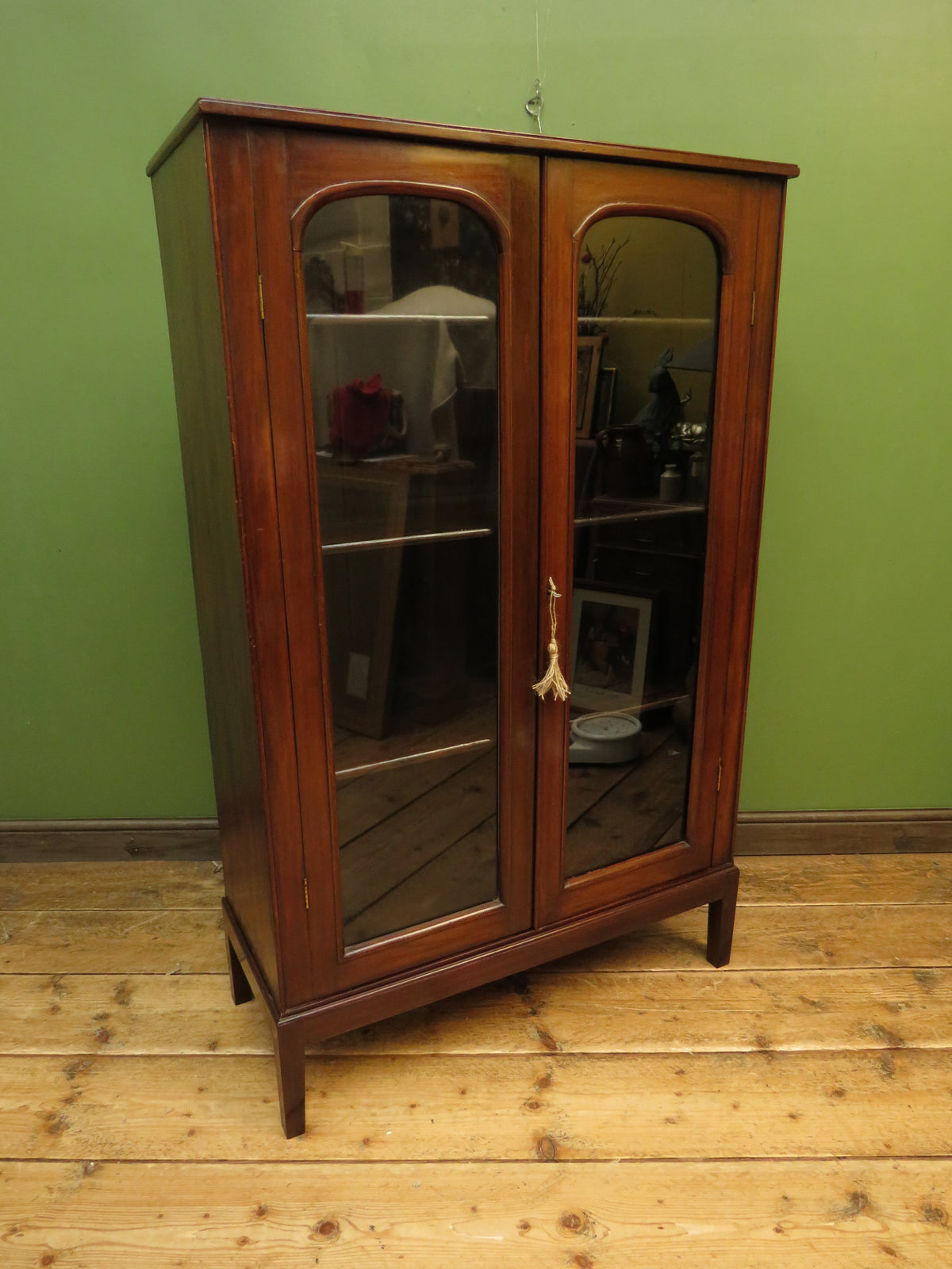 Antique Mahogany Glazed Library Bookcase Cabinet Country House