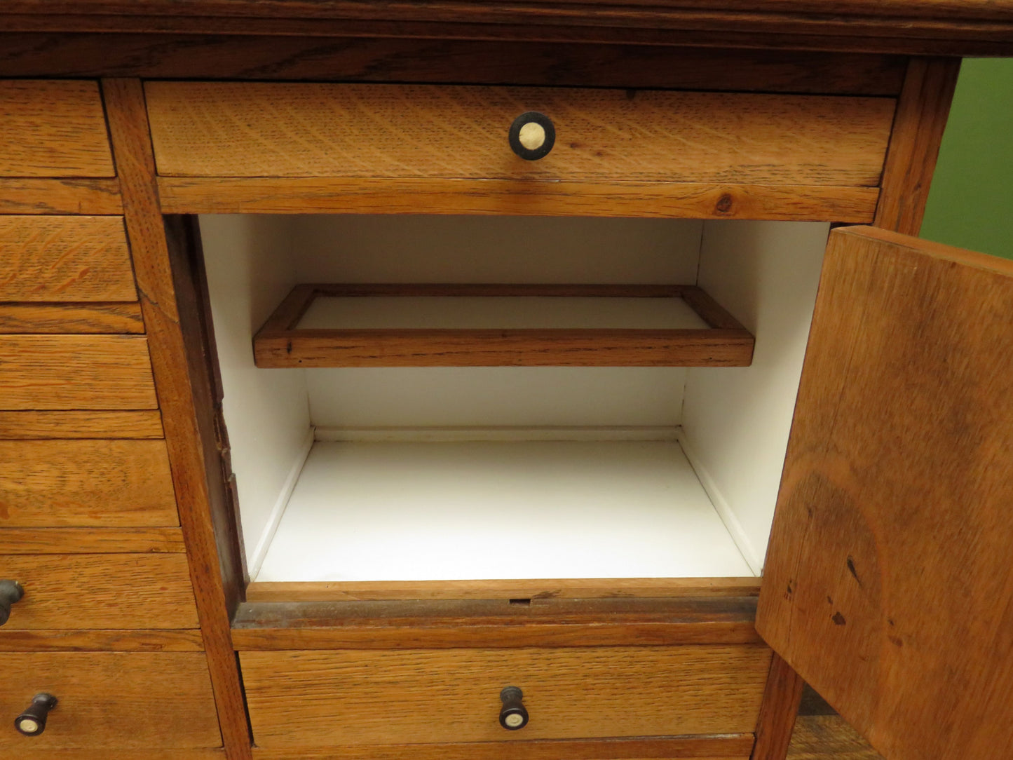 Restored Antique Dentists Cabinet, Collectors Cabinet with Stained Glass