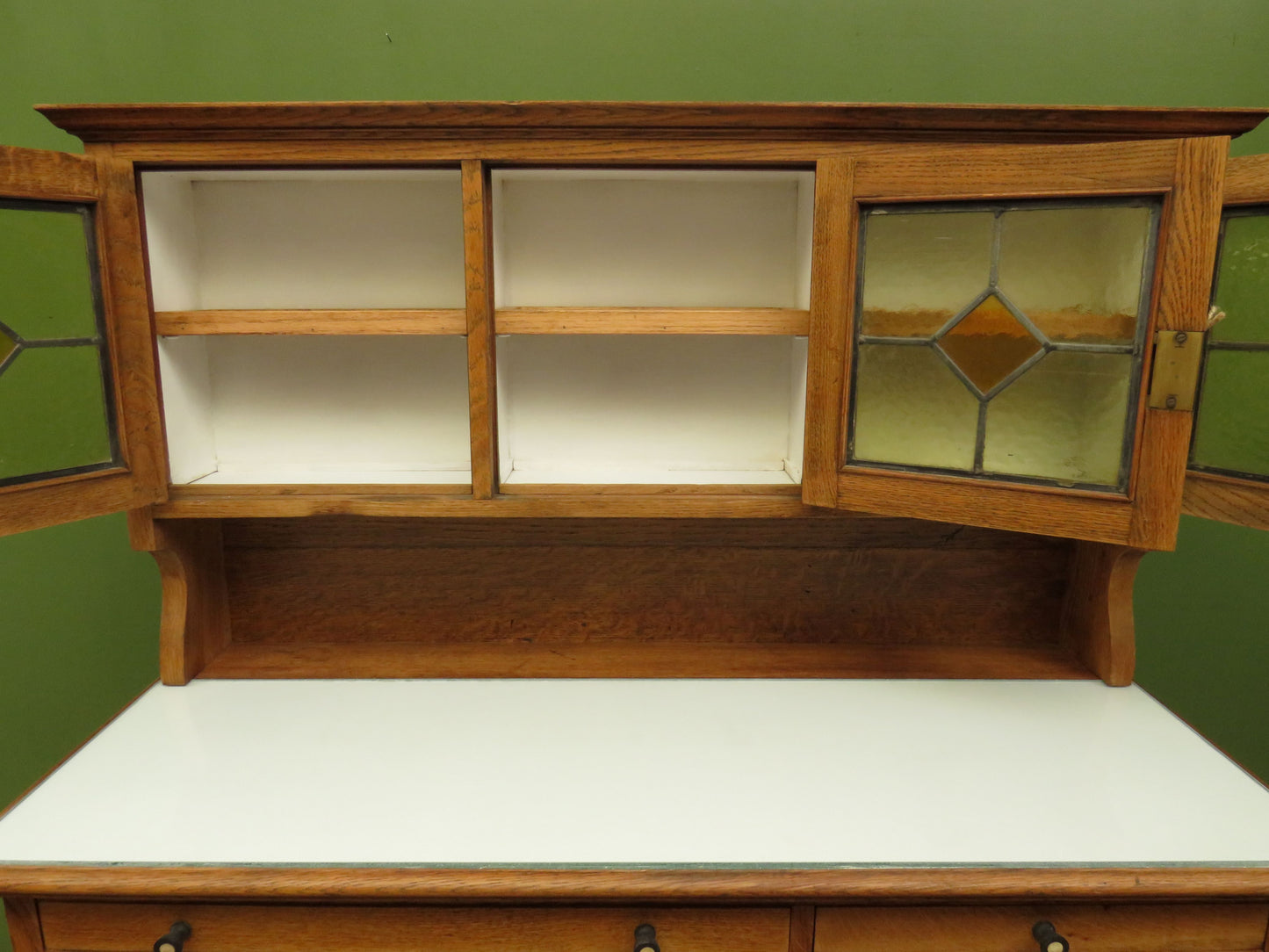 Restored Antique Dentists Cabinet, Collectors Cabinet with Stained Glass