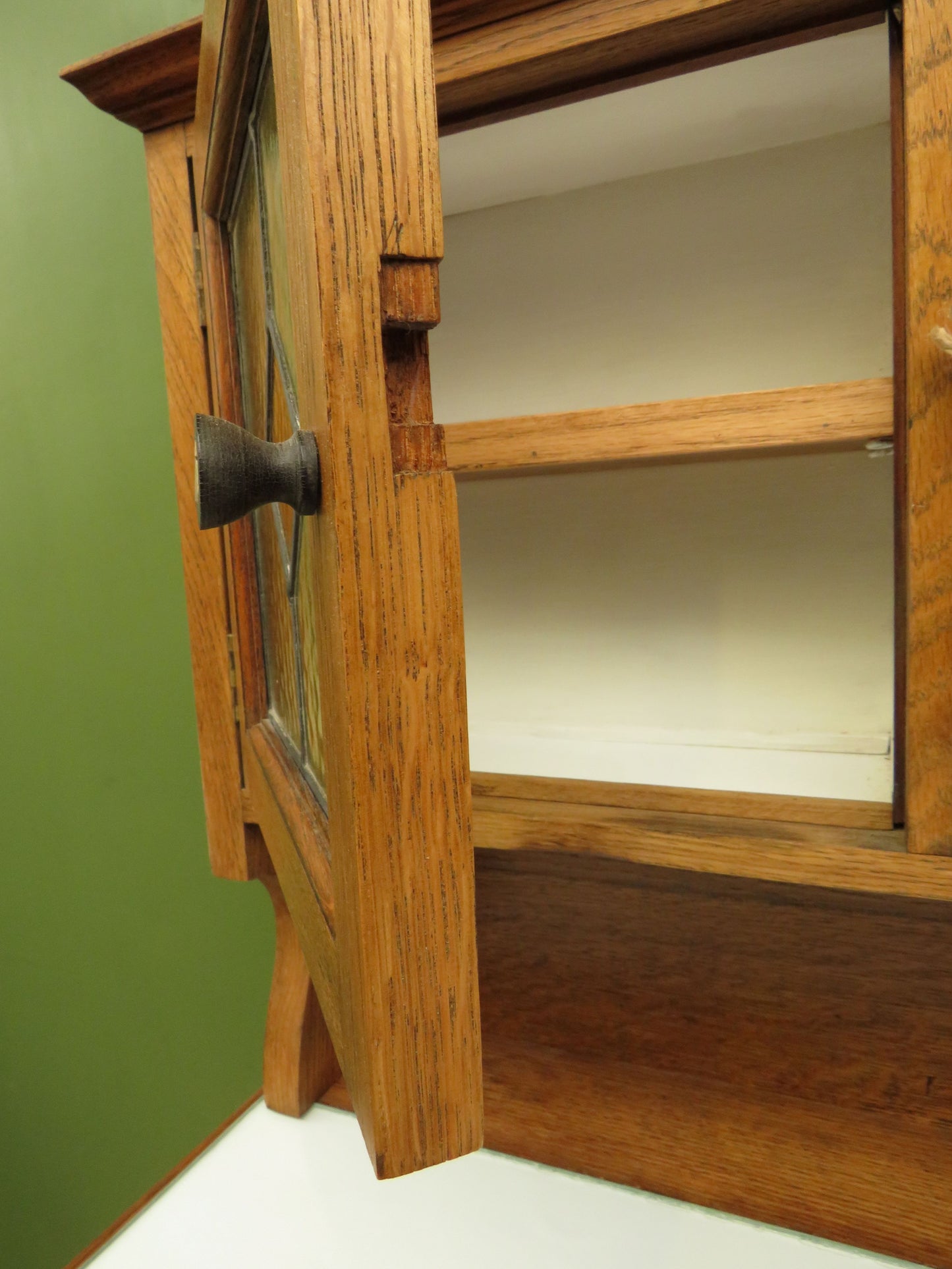 Restored Antique Dentists Cabinet, Collectors Cabinet with Stained Glass