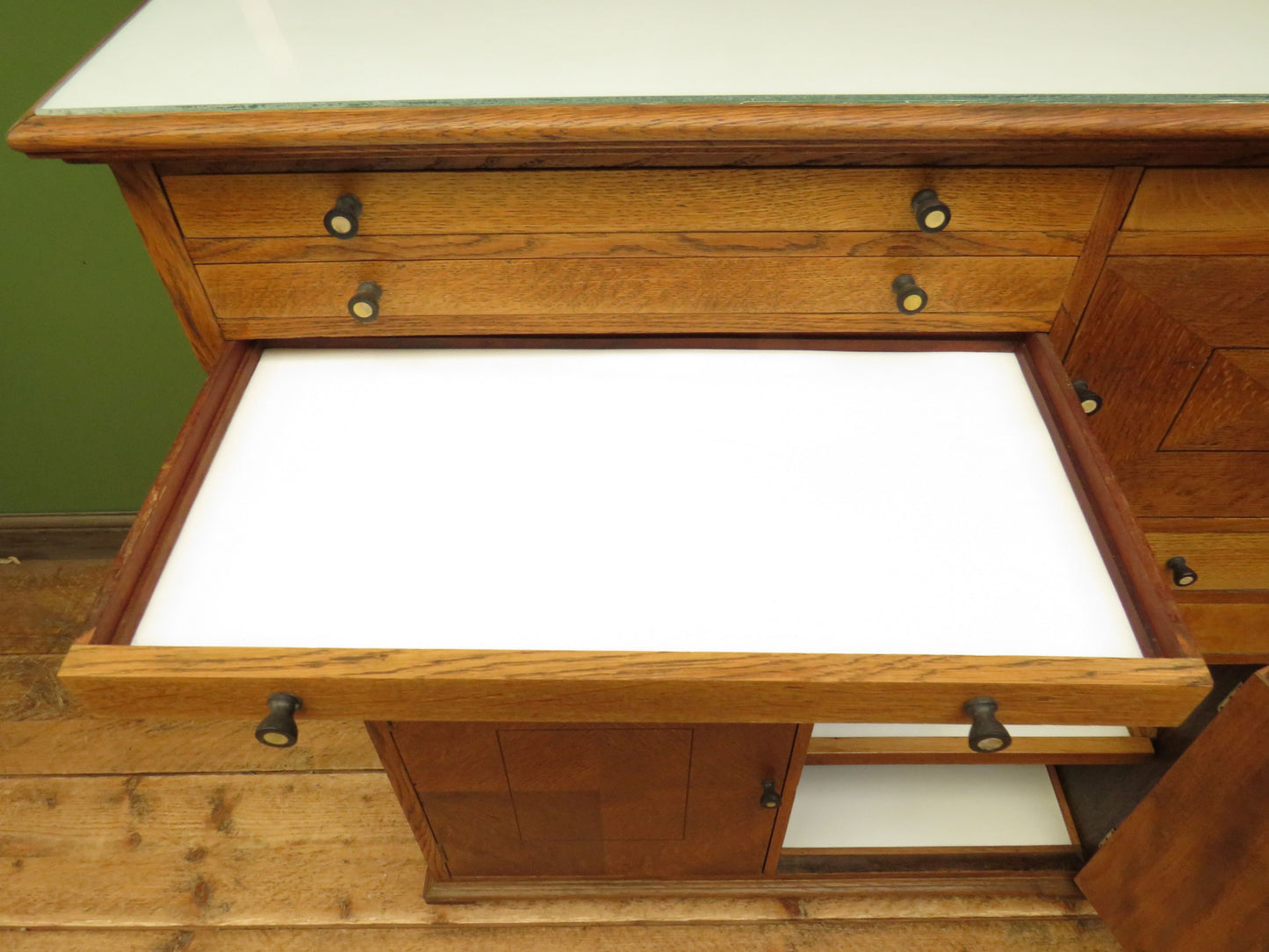 Restored Antique Dentists Cabinet, Collectors Cabinet with Stained Glass