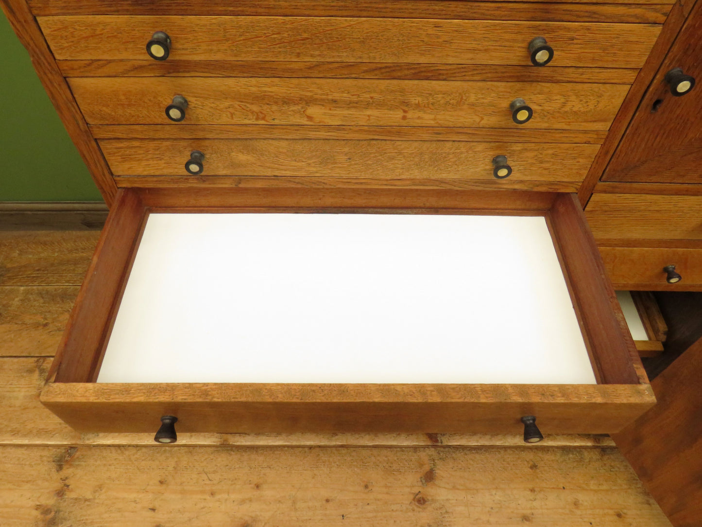 Restored Antique Dentists Cabinet, Collectors Cabinet with Stained Glass