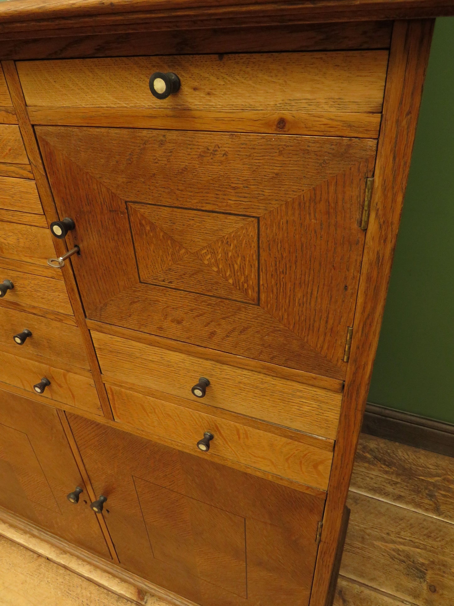 Restored Antique Dentists Cabinet, Collectors Cabinet with Stained Glass