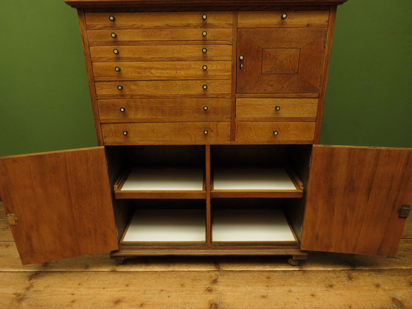 Restored Antique Dentists Cabinet, Collectors Cabinet with Stained Glass