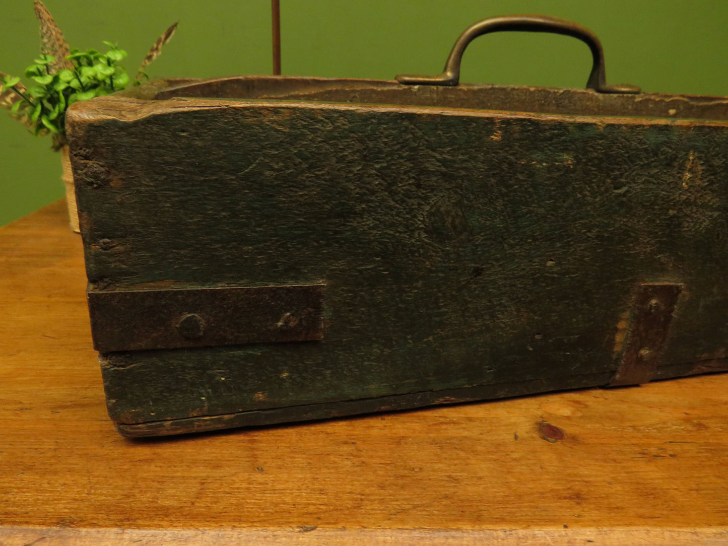 Rustic Handmade Tool Trug Shelf with Old Original chippy paint
