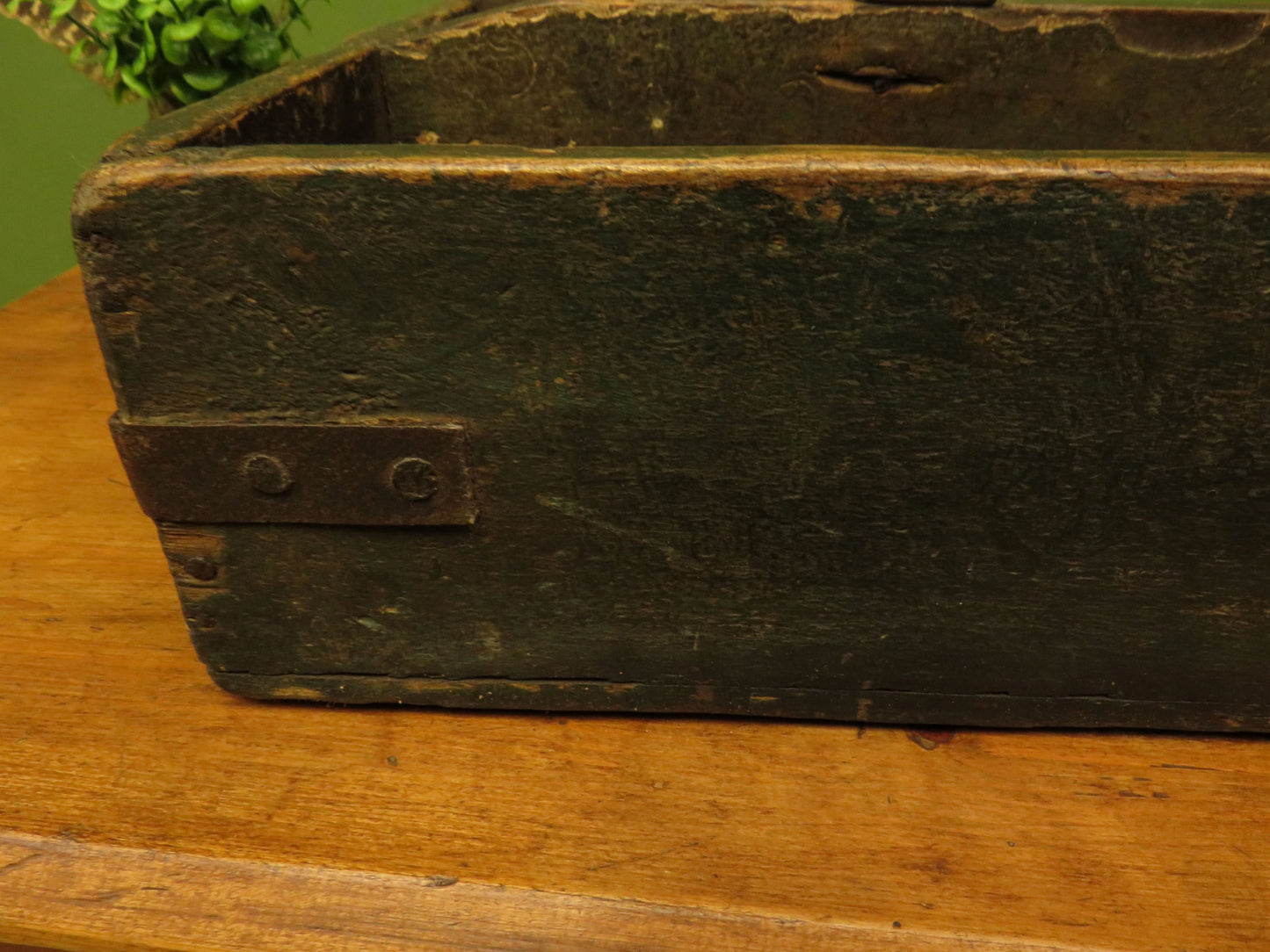 Rustic Handmade Tool Trug Shelf with Old Original chippy paint