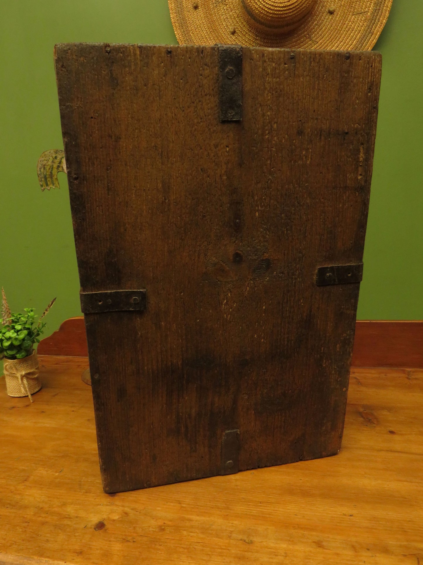 Rustic Handmade Tool Trug Shelf with Old Original chippy paint
