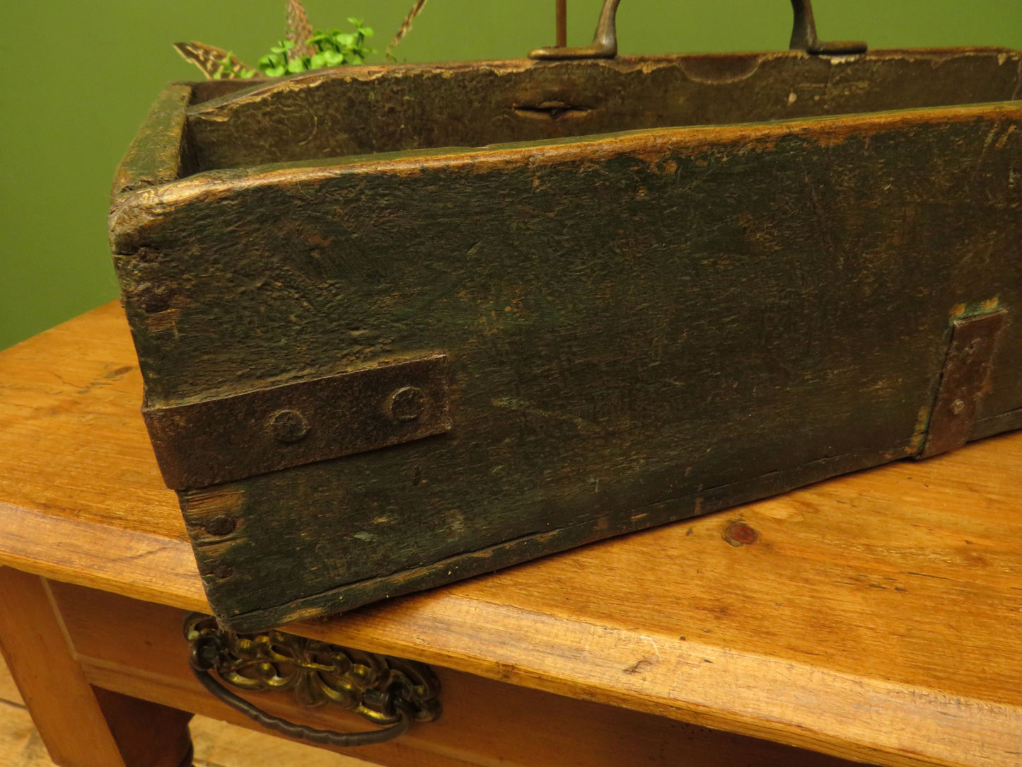 Rustic Handmade Tool Trug Shelf with Old Original chippy paint