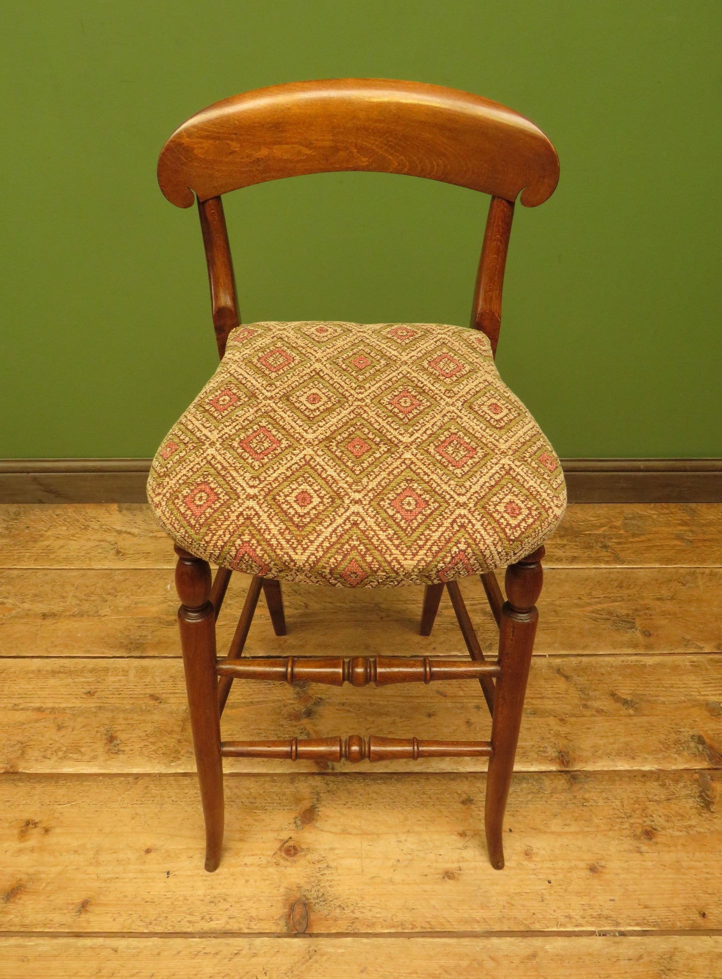 Antique Wooden Cello Stool with Newly Upholstered Seat