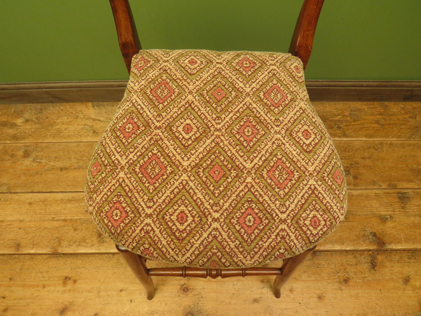 Antique Wooden Cello Stool with Newly Upholstered Seat