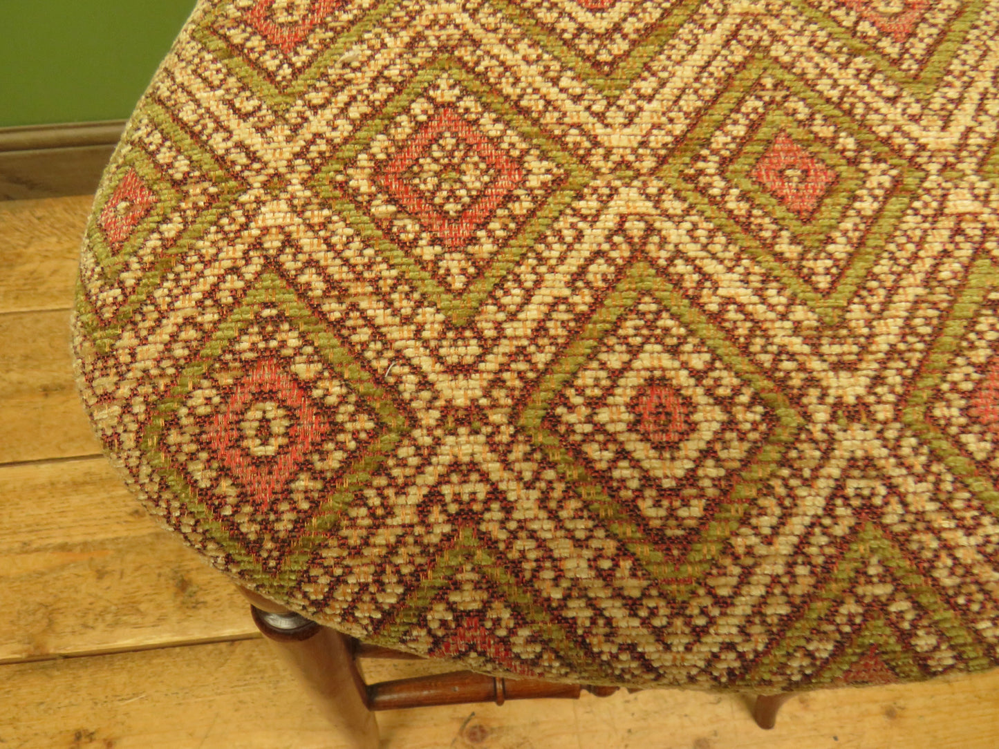 Antique Wooden Cello Stool with Newly Upholstered Seat