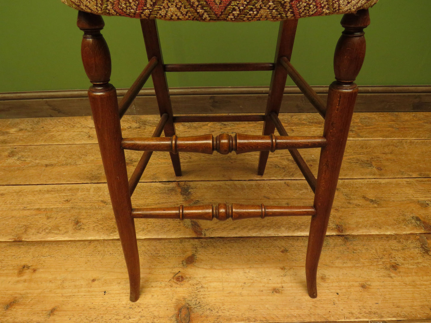 Antique Wooden Cello Stool with Newly Upholstered Seat