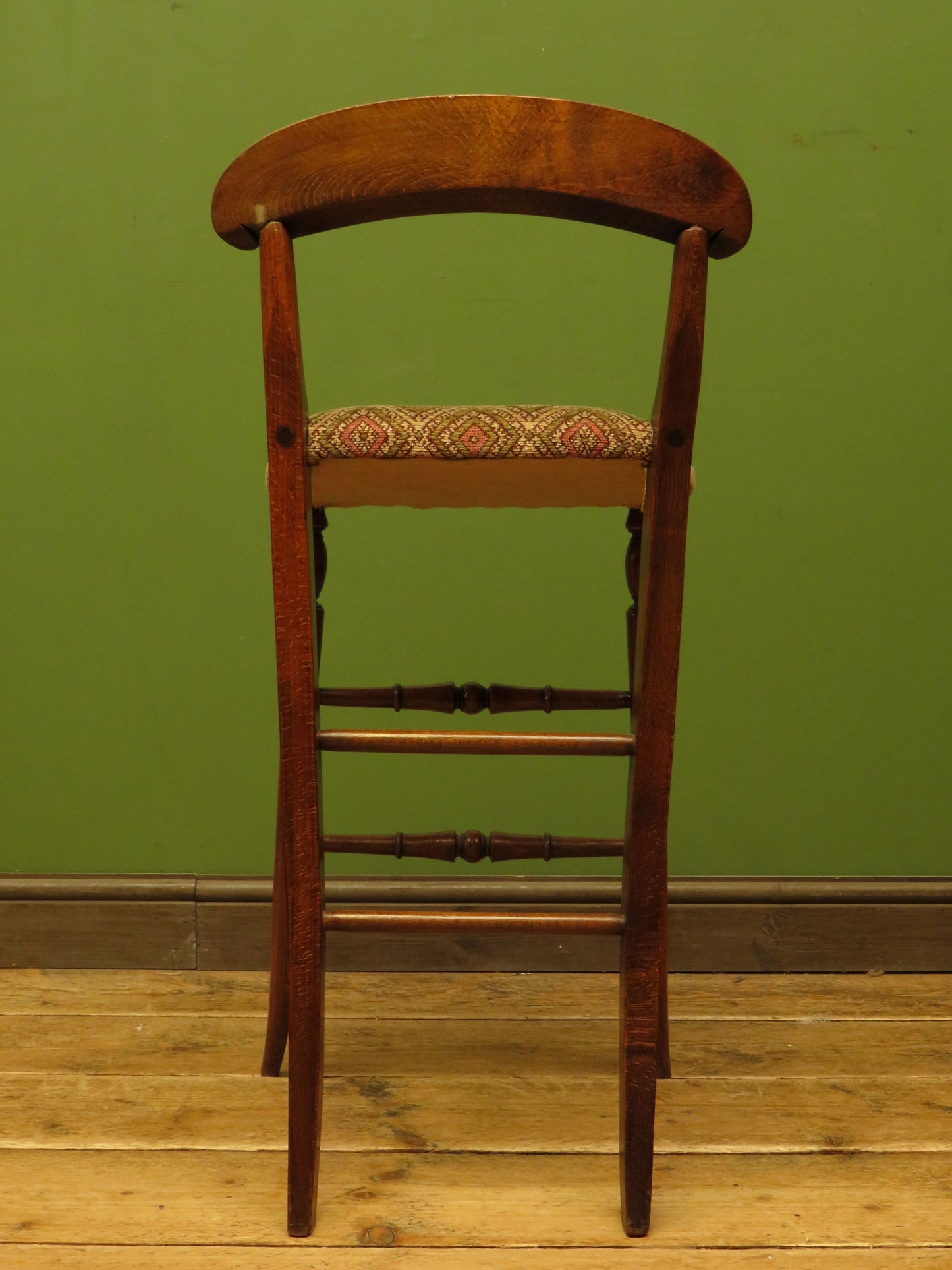 Antique Wooden Cello Stool with Newly Upholstered Seat