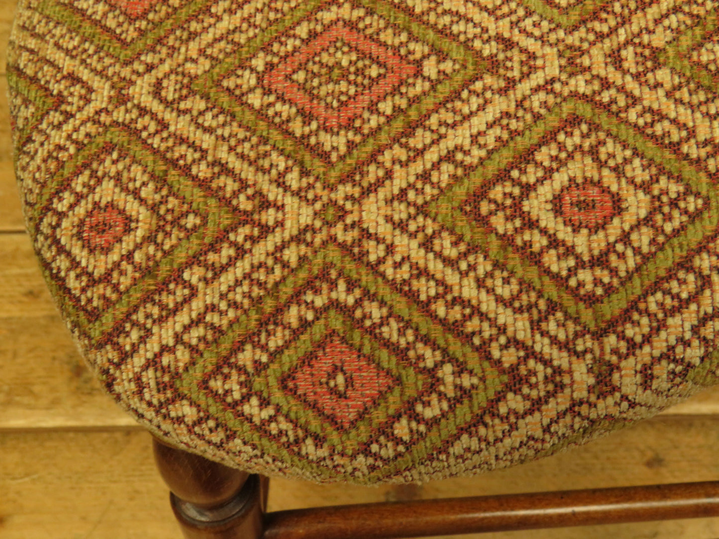 Antique Wooden Cello Stool with Newly Upholstered Seat