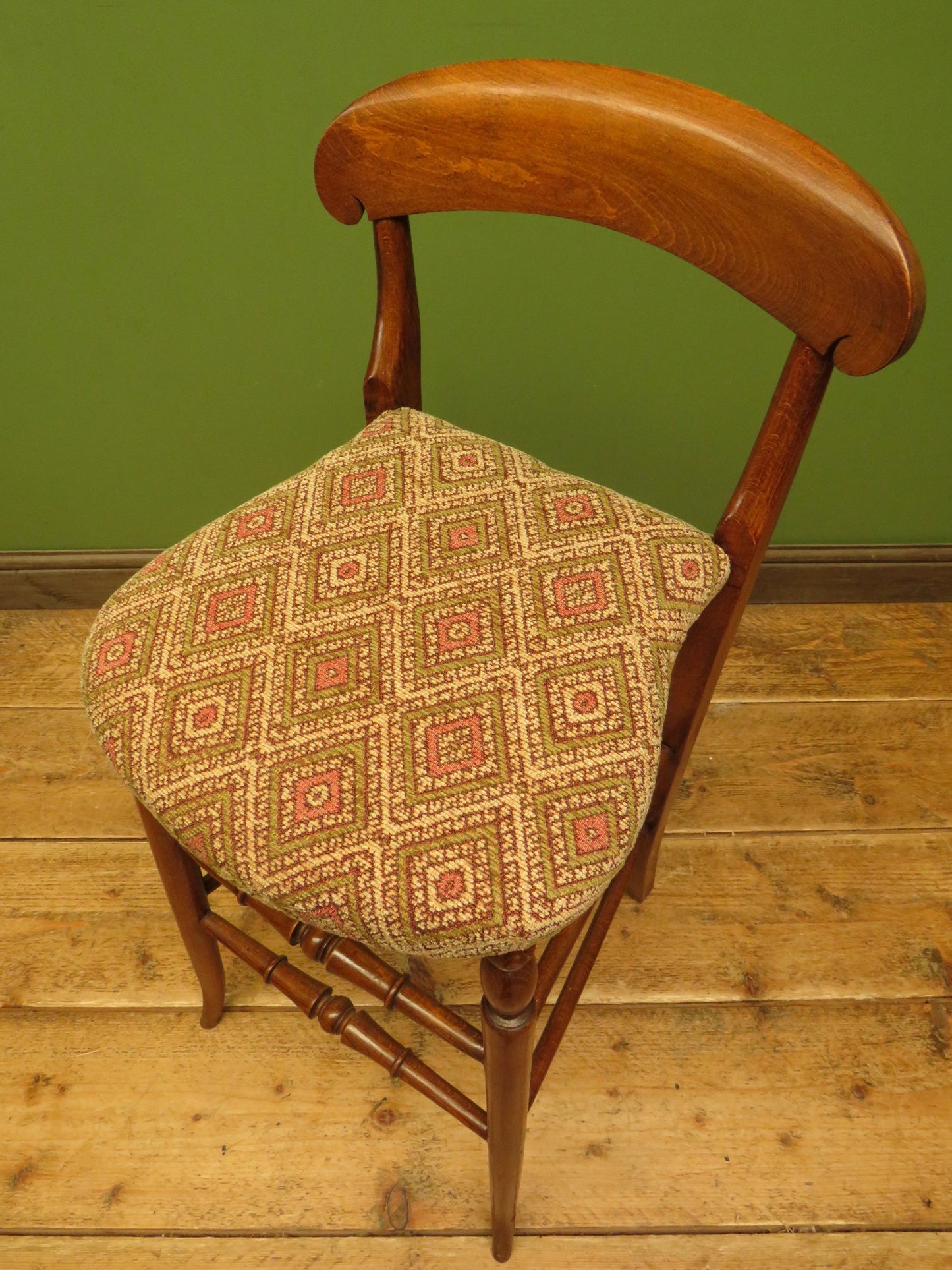 Antique Wooden Cello Stool with Newly Upholstered Seat