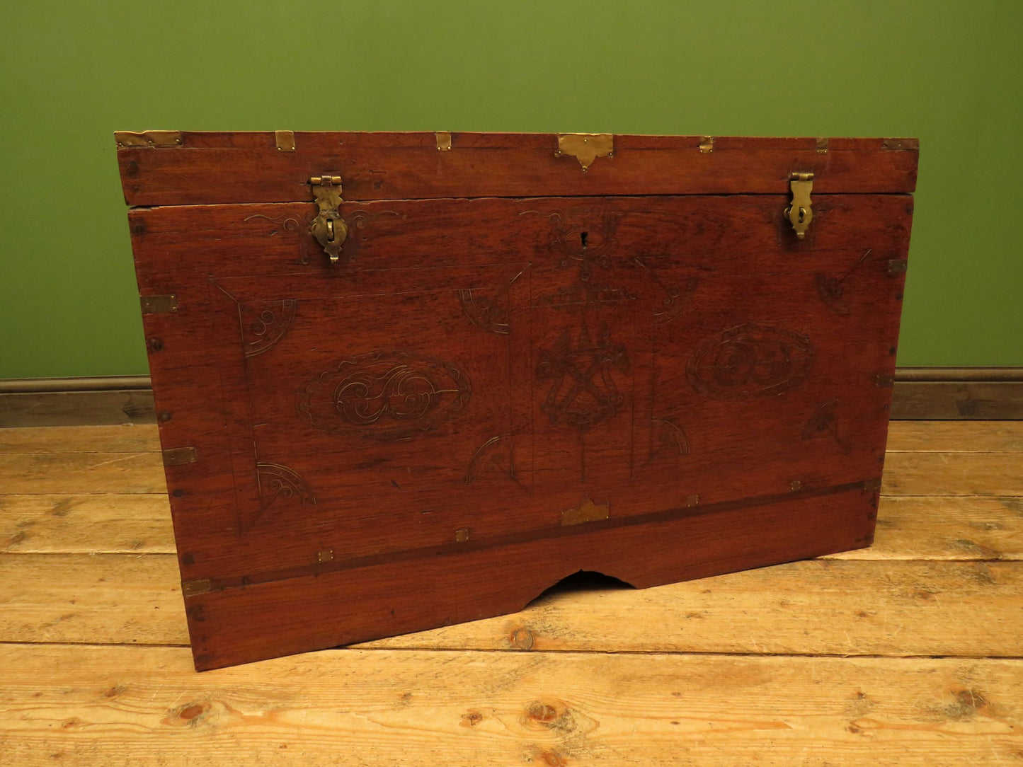 Large 19th Century Burmese Mandalay Box Chest with Fitted Interior