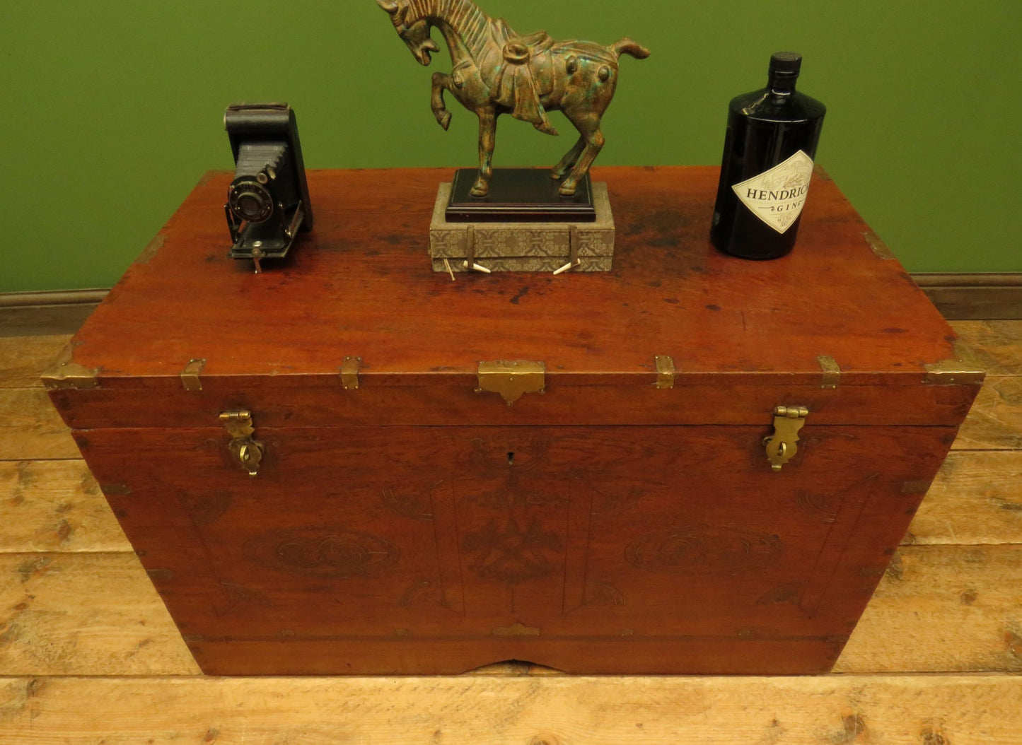 Large 19th Century Burmese Mandalay Box Chest with Fitted Interior