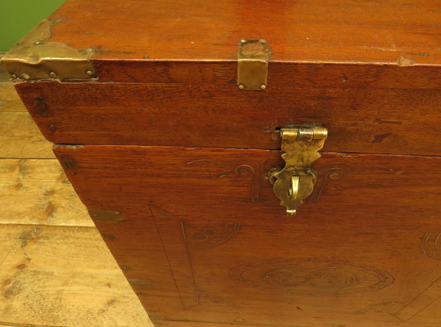 Large 19th Century Burmese Mandalay Box Chest with Fitted Interior