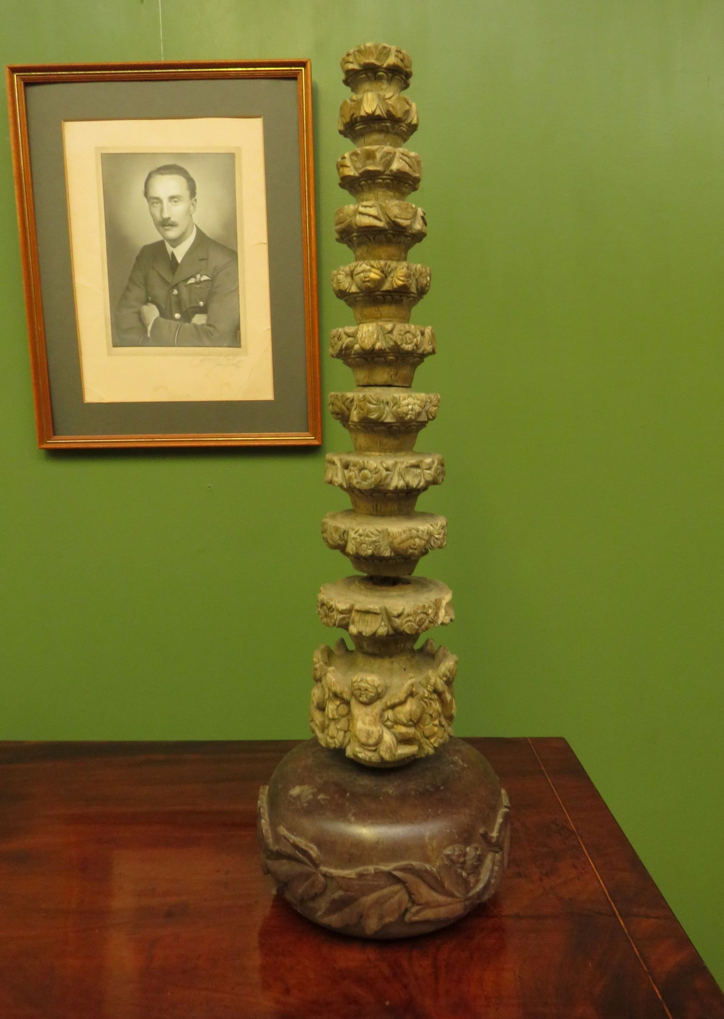 Very unusual Antique Wooden Cherub, Putti, Table Centre-piece