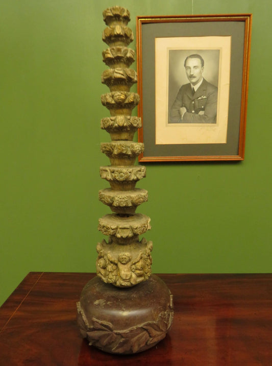 Very unusual Antique Wooden Cherub, Putti, Table Centre-piece