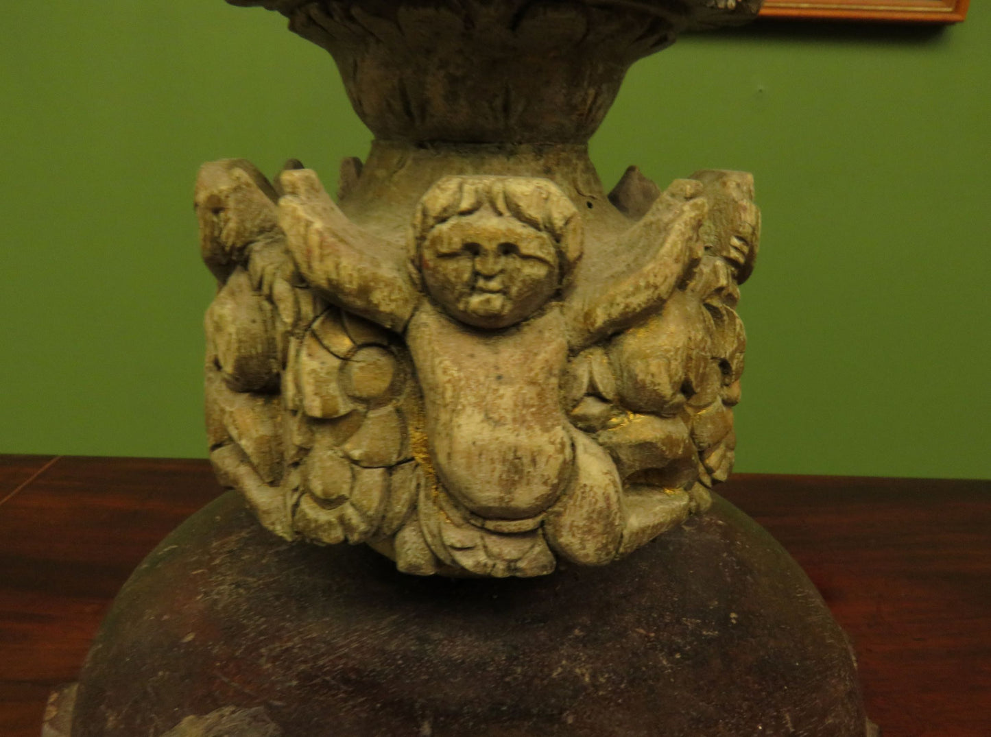 Very unusual Antique Wooden Cherub, Putti, Table Centre-piece