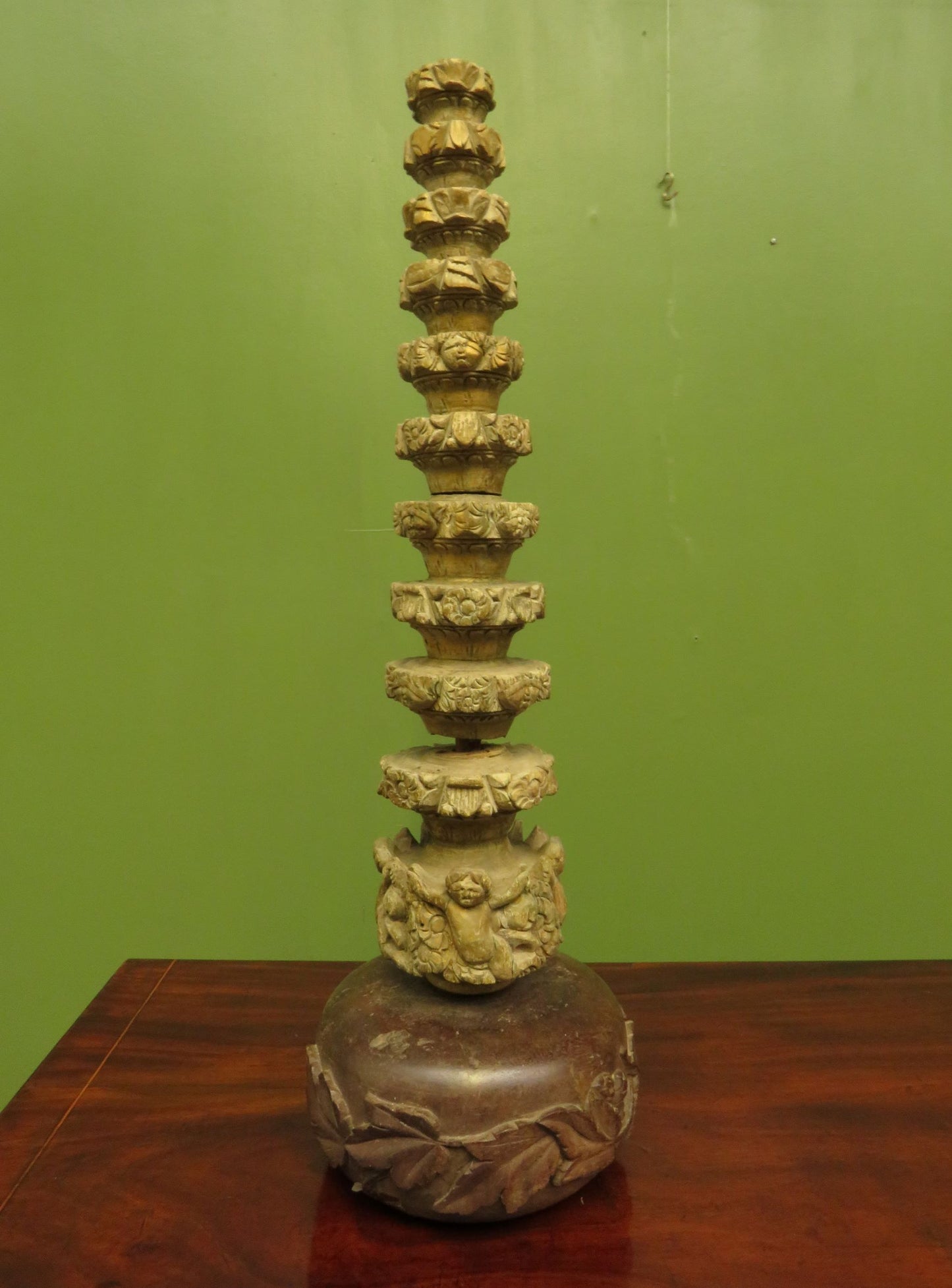 Very unusual Antique Wooden Cherub, Putti, Table Centre-piece