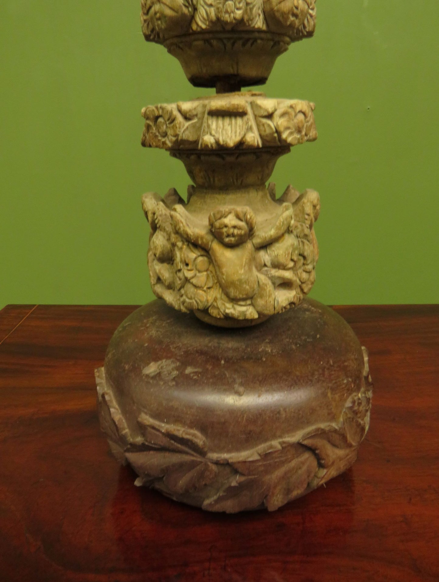 Very unusual Antique Wooden Cherub, Putti, Table Centre-piece