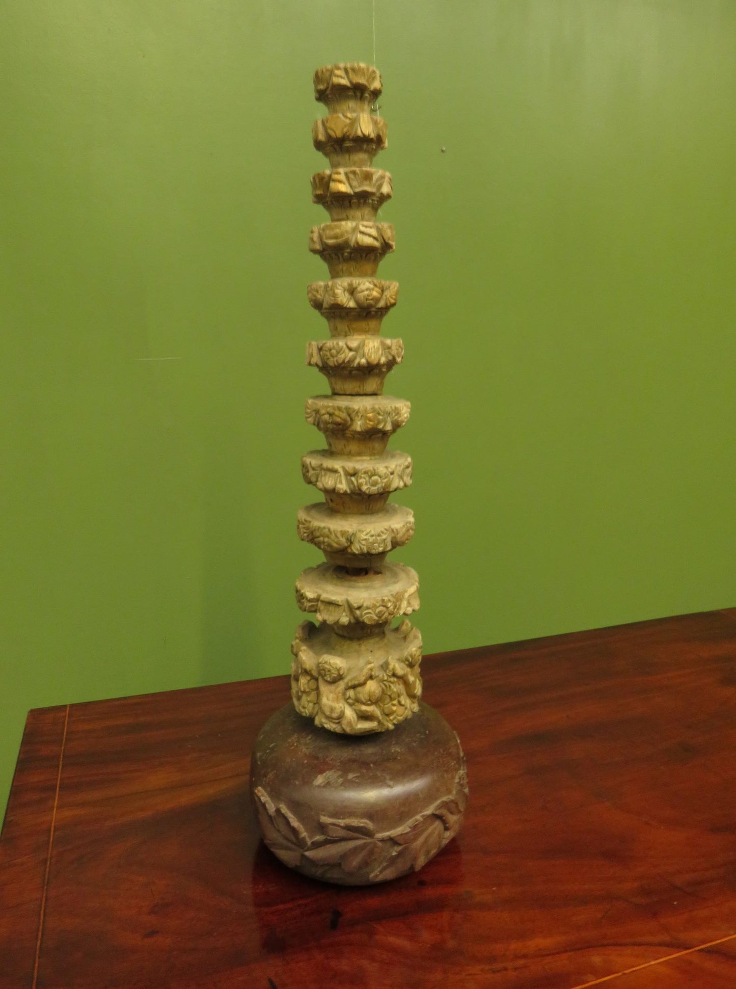 Very unusual Antique Wooden Cherub, Putti, Table Centre-piece