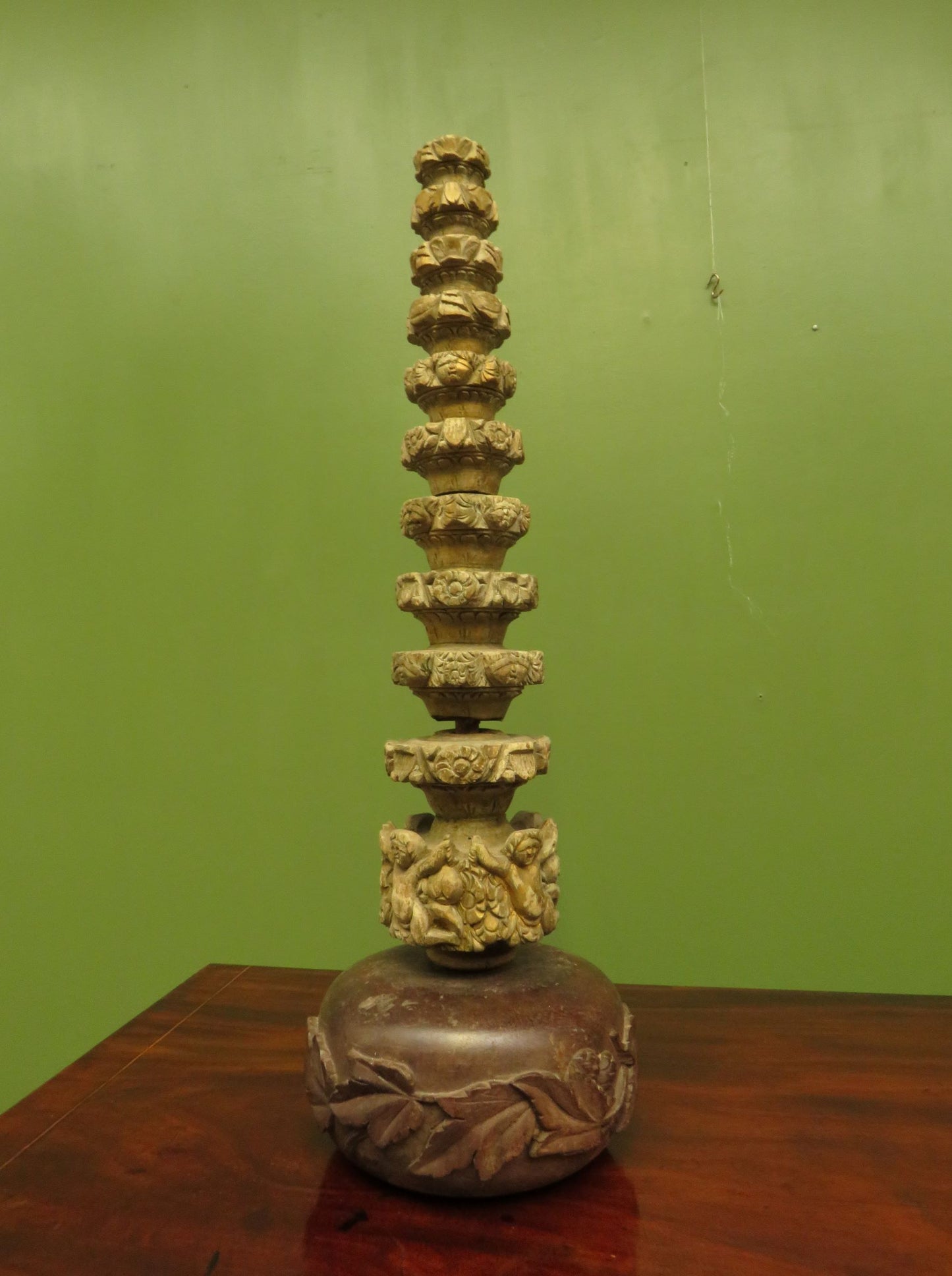 Very unusual Antique Wooden Cherub, Putti, Table Centre-piece