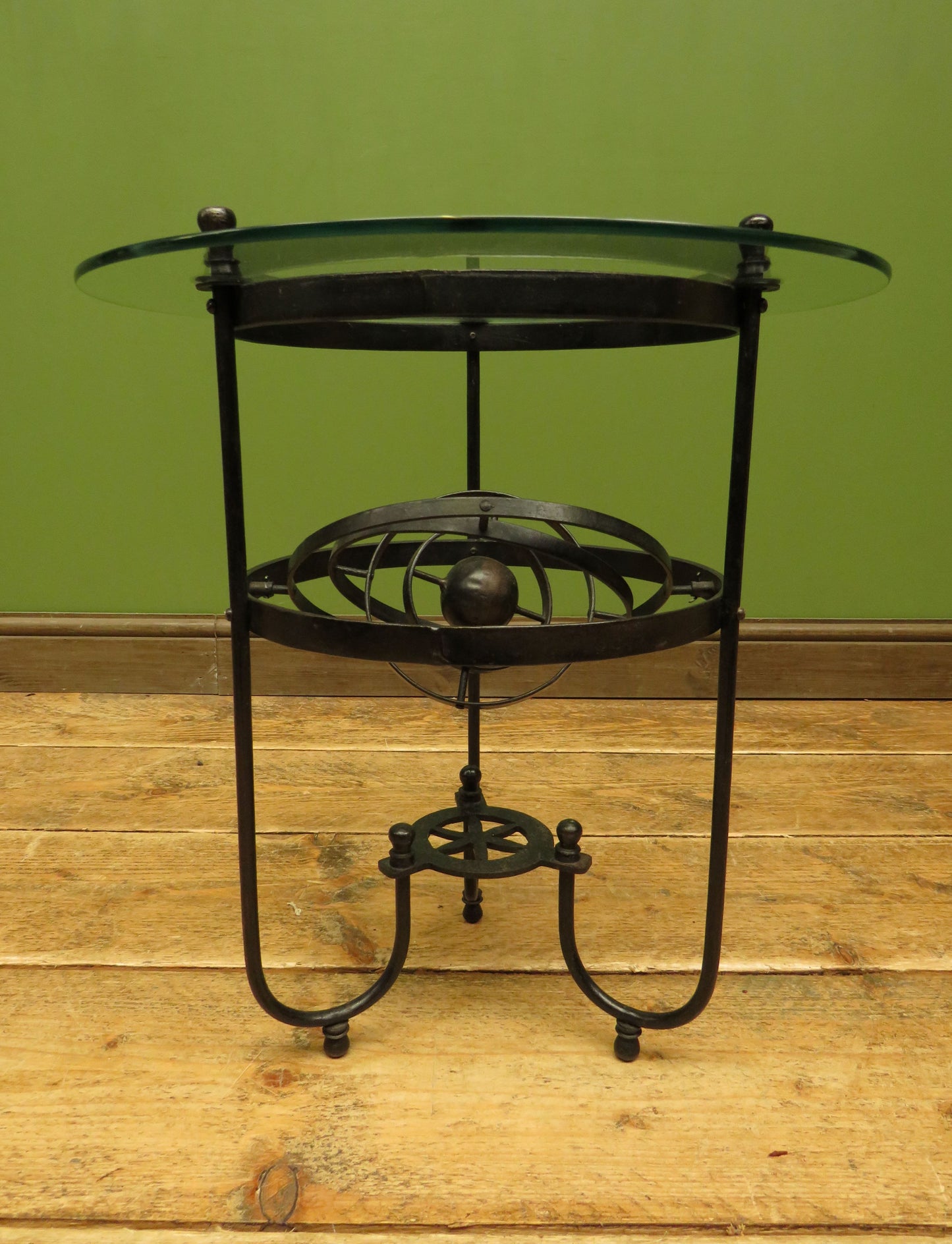 Vintage Steampunk Side Table with Gimbal mounted solar system