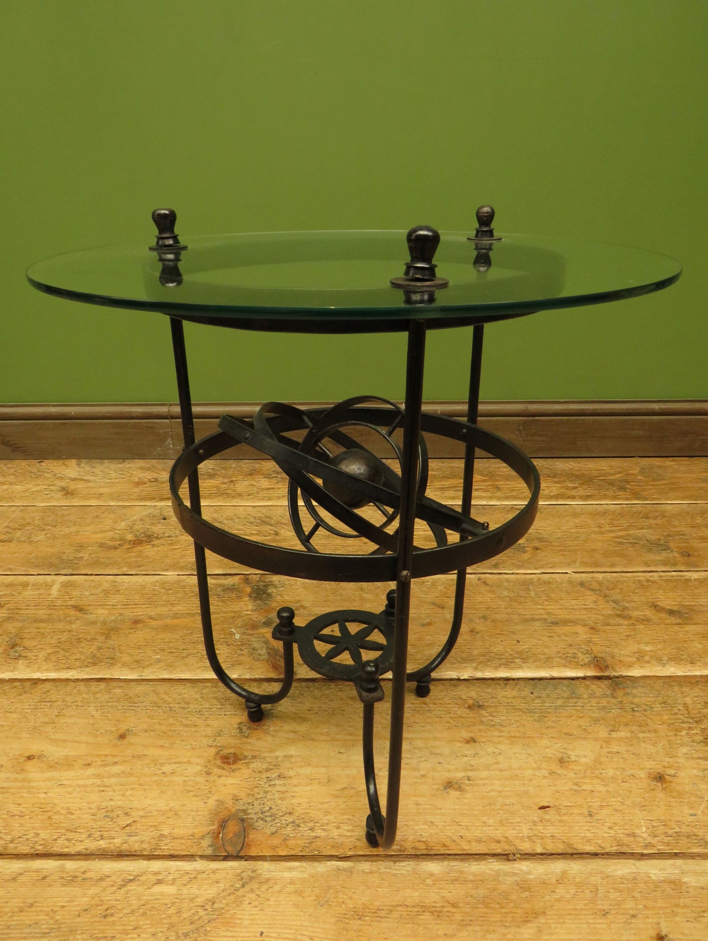 Vintage Steampunk Side Table with Gimbal mounted solar system