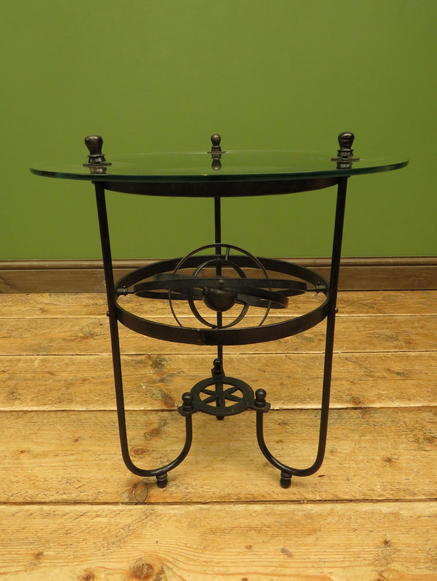 Vintage Steampunk Side Table with Gimbal mounted solar system