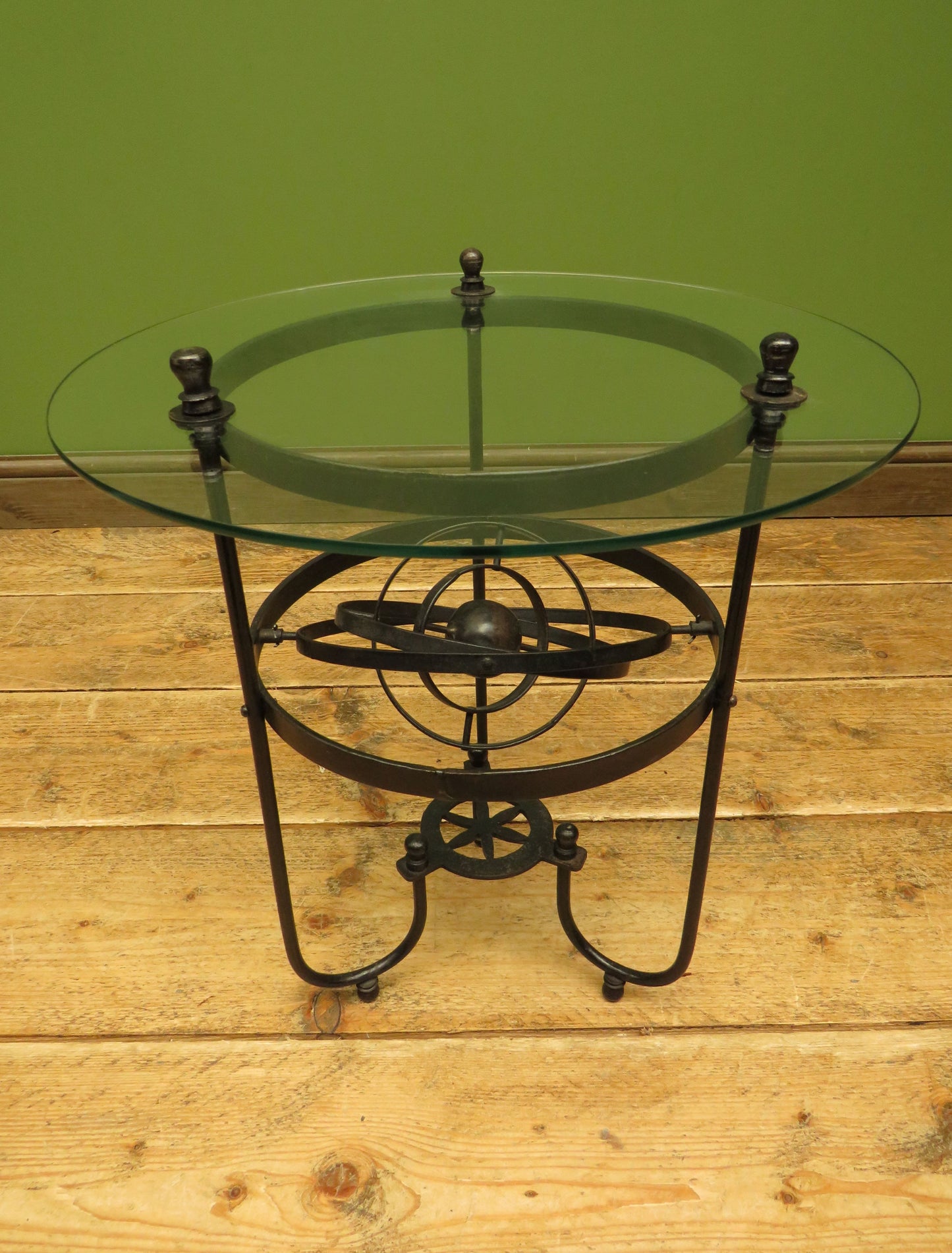 Vintage Steampunk Side Table with Gimbal mounted solar system