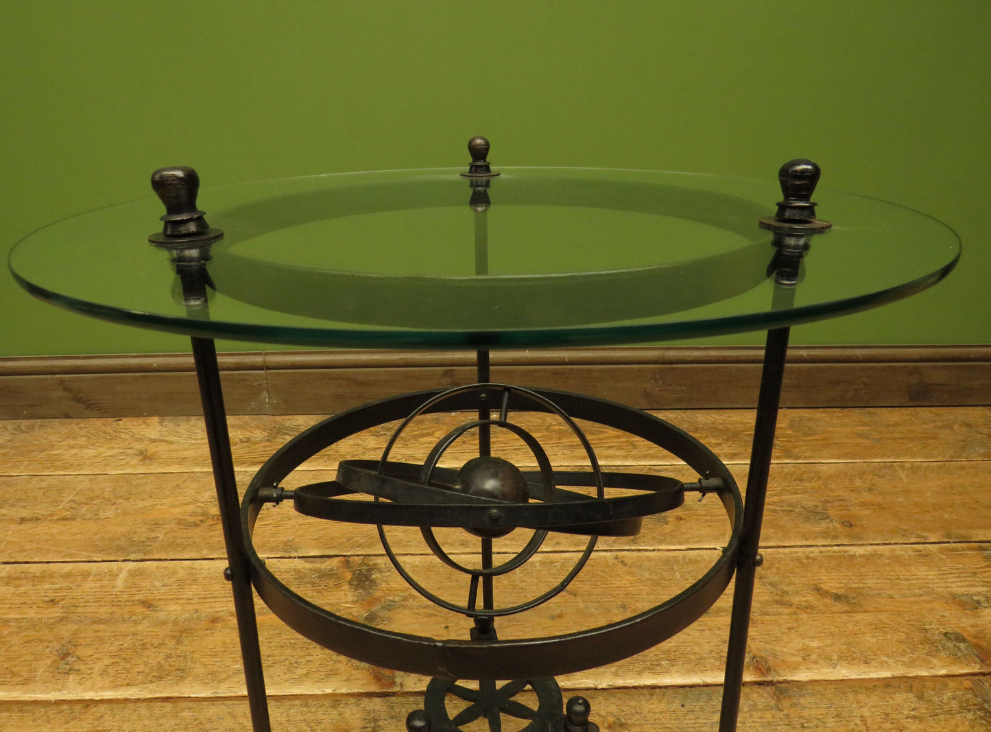 Vintage Steampunk Side Table with Gimbal mounted solar system