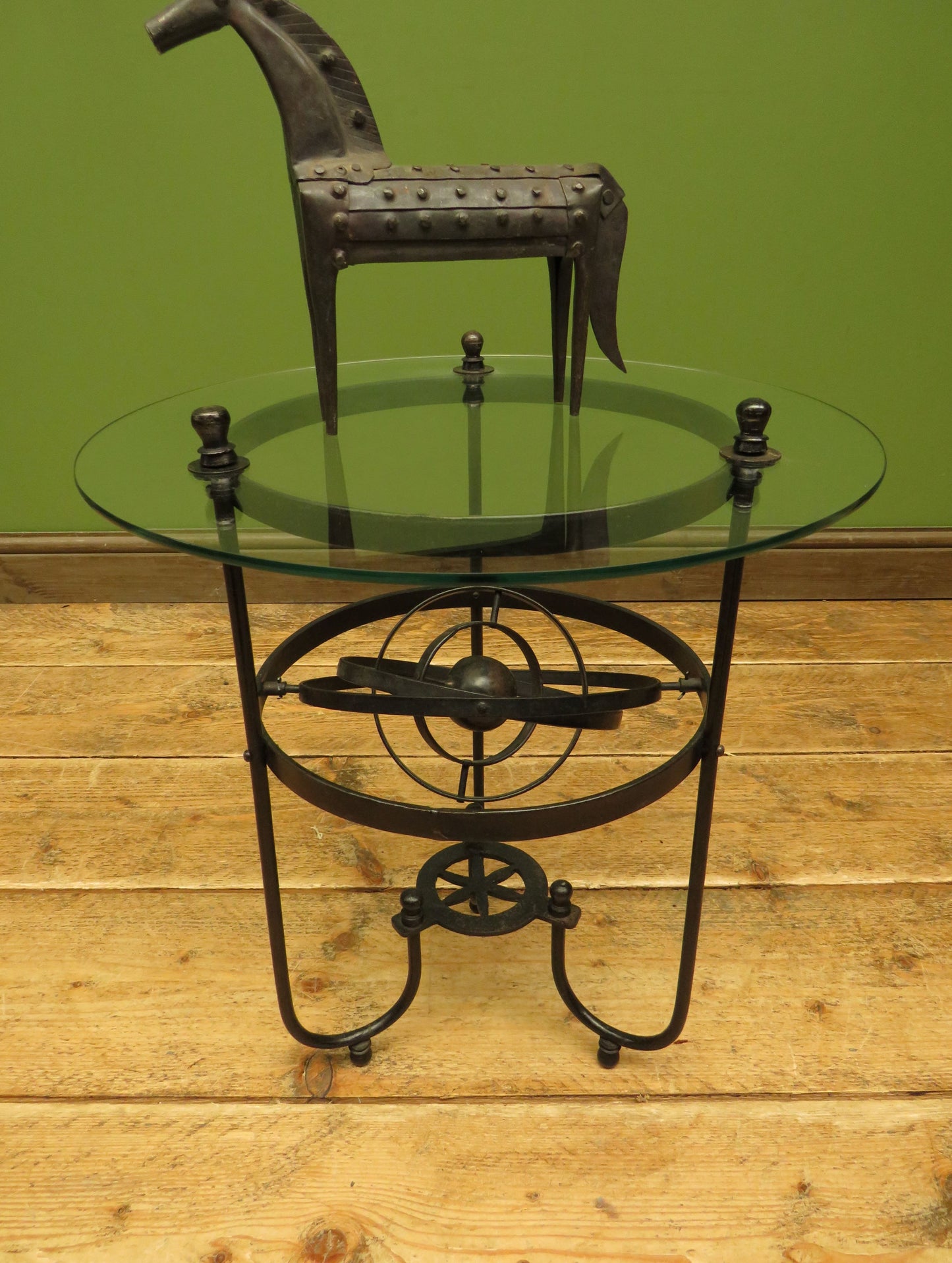 Vintage Steampunk Side Table with Gimbal mounted solar system