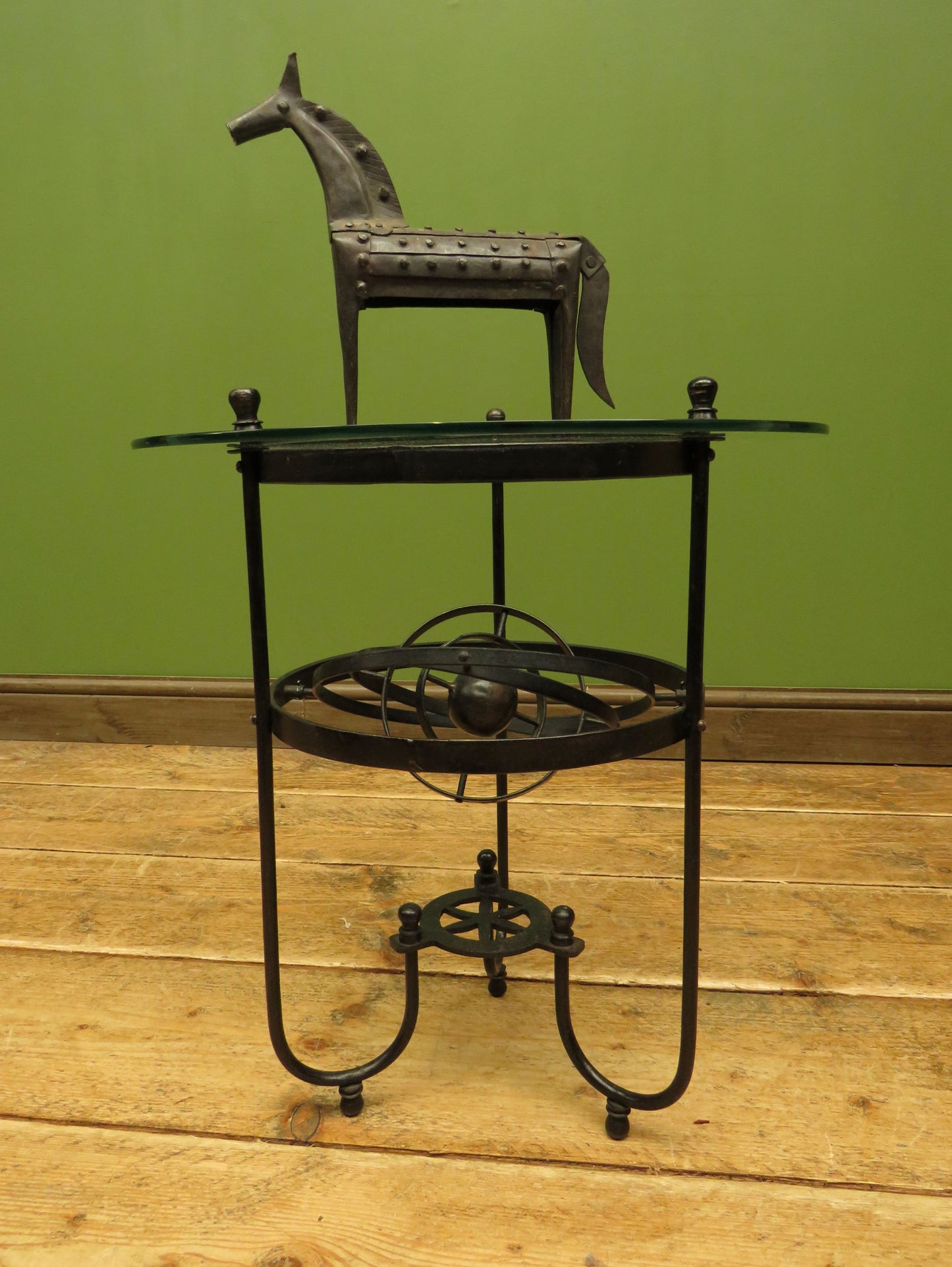 Vintage Steampunk Side Table with Gimbal mounted solar system