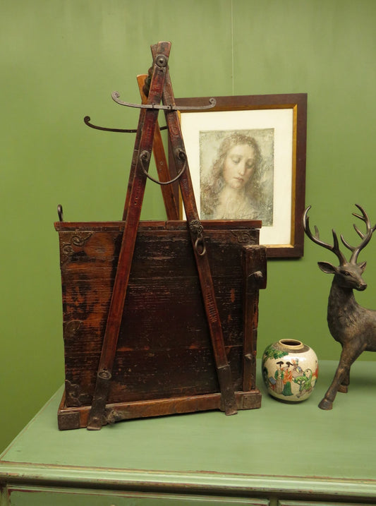Rare Antique Japanese Wooden Merchants or Calligraphy Chest with Stand