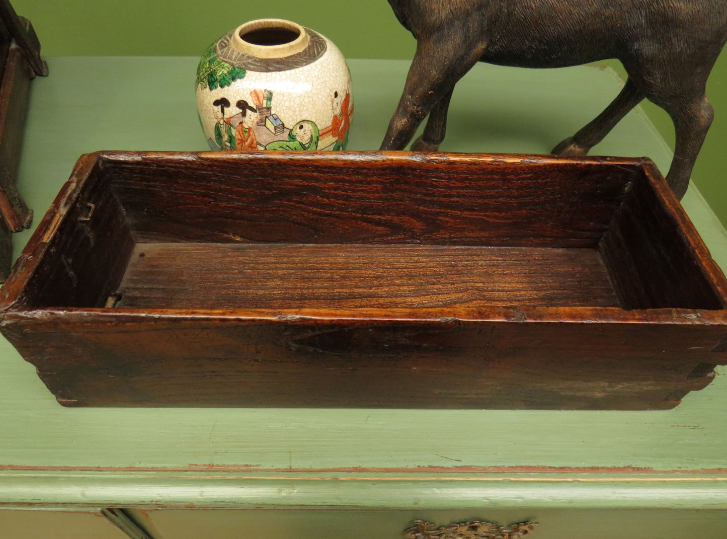 Rare Antique Japanese Wooden Merchants or Calligraphy Chest with Stand