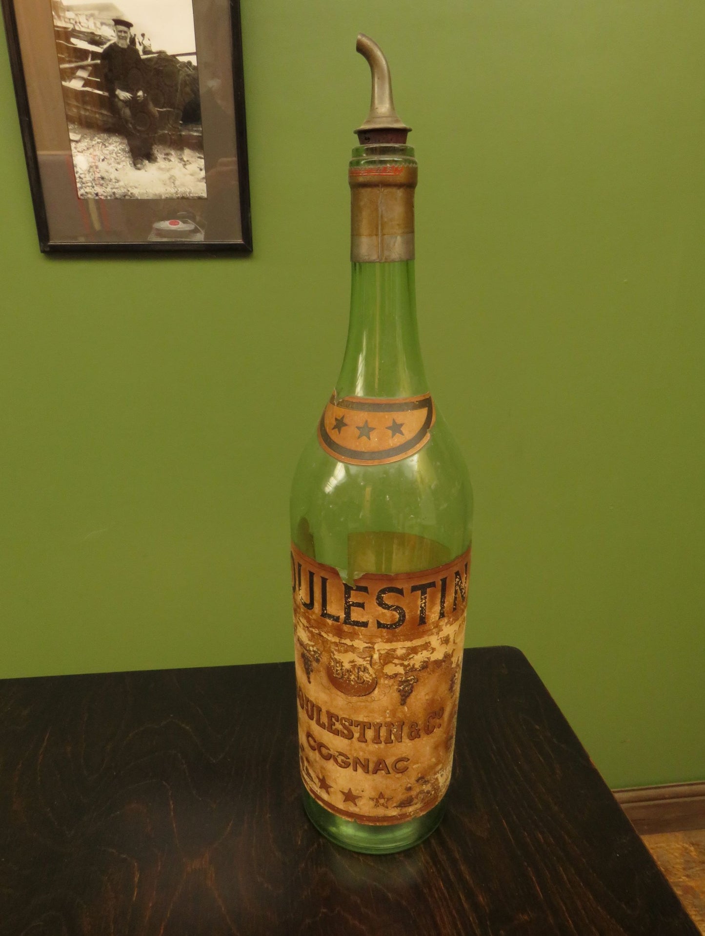 Large Antique French Boulestin Cognac Bottle