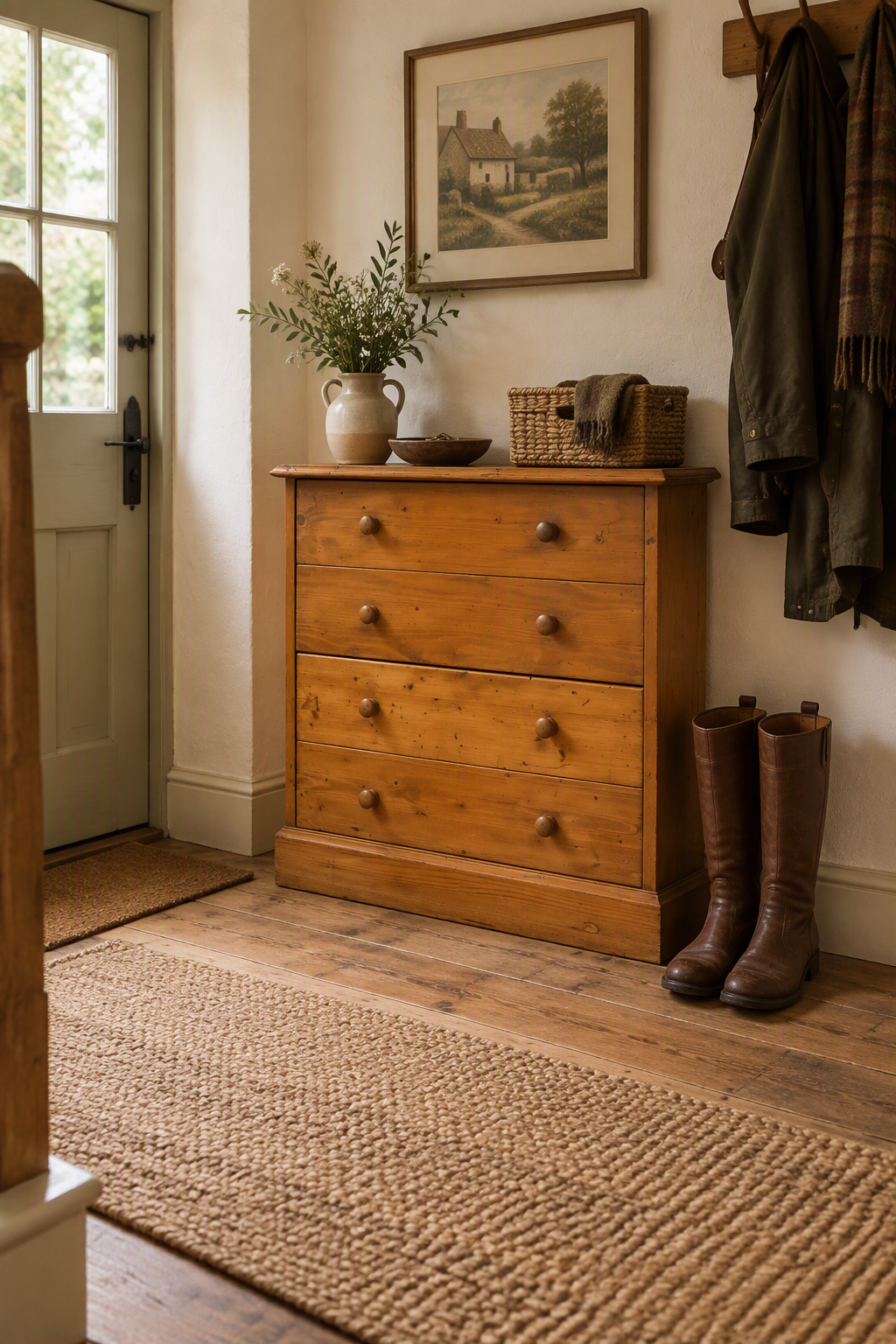 Reclaimed Pine Shoe Storage Cabinet, Narrow Hall Storage