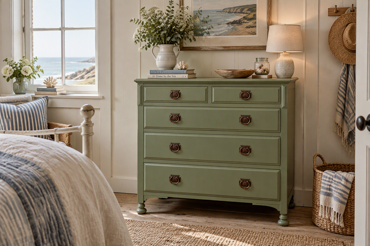 Hand Painted Chest of Drawers in Rust-Oleum Serenity