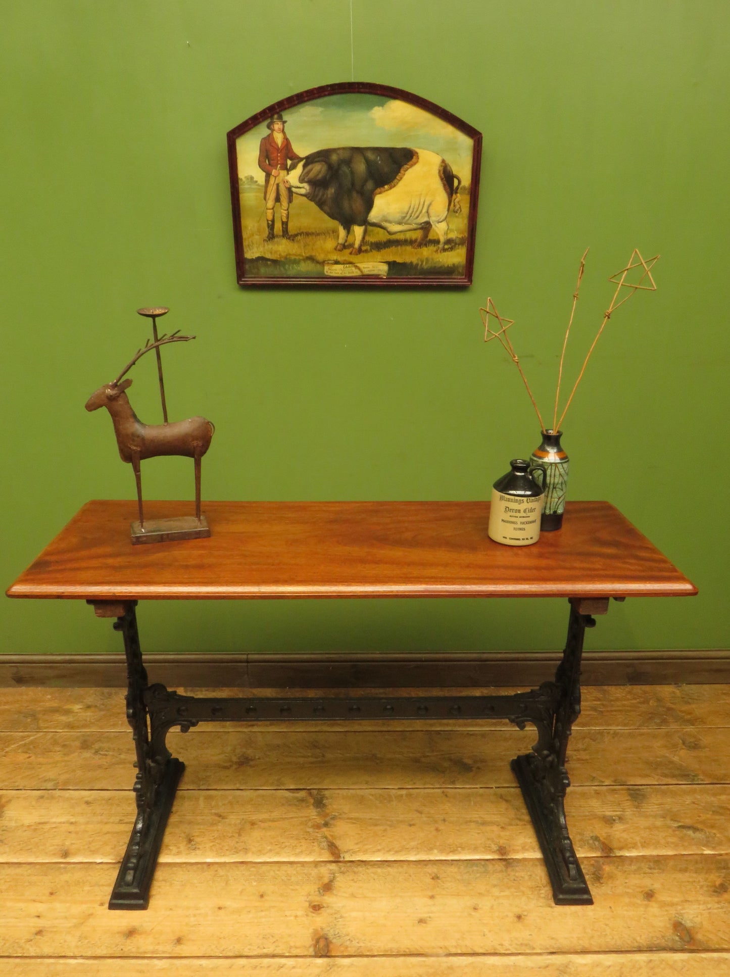 Antique West Country Tavern Table with Cast Iron Base